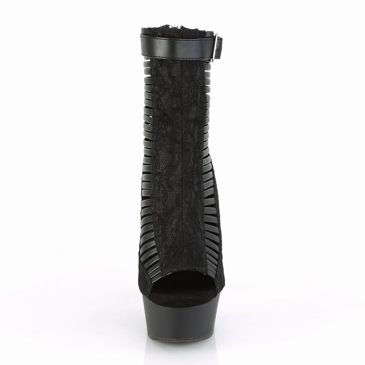 DELIGHT-600-27LC  Black Faux Leather-Fabric/Black Matte