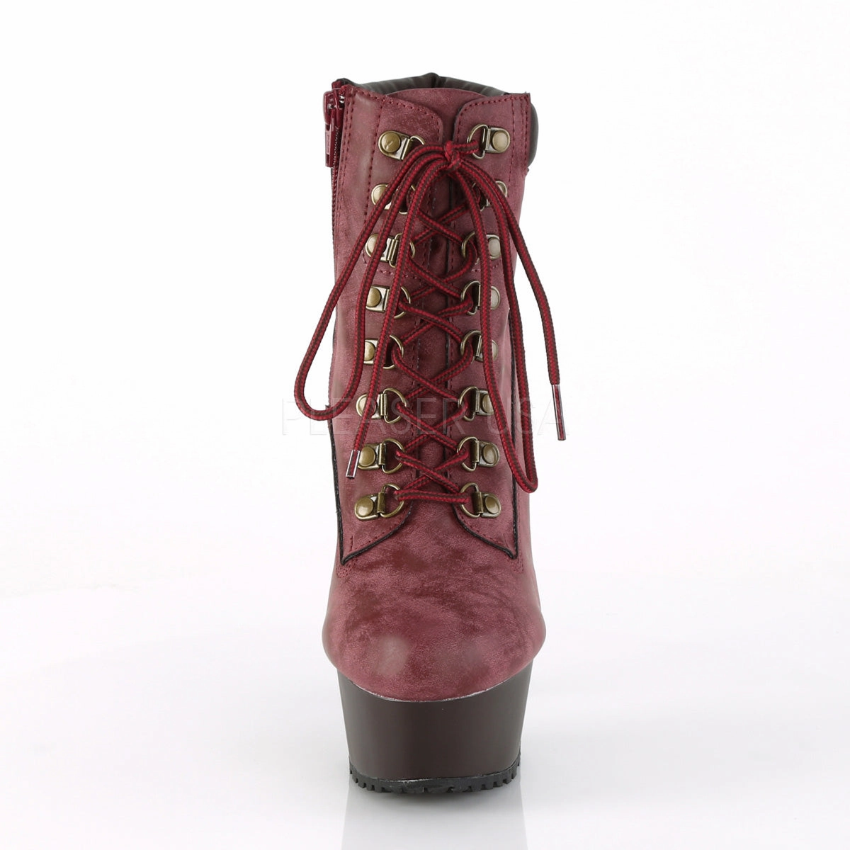DELIGHT-600TL-02  Burgundy Nubuck Faux Leather/DarkBrown Matte