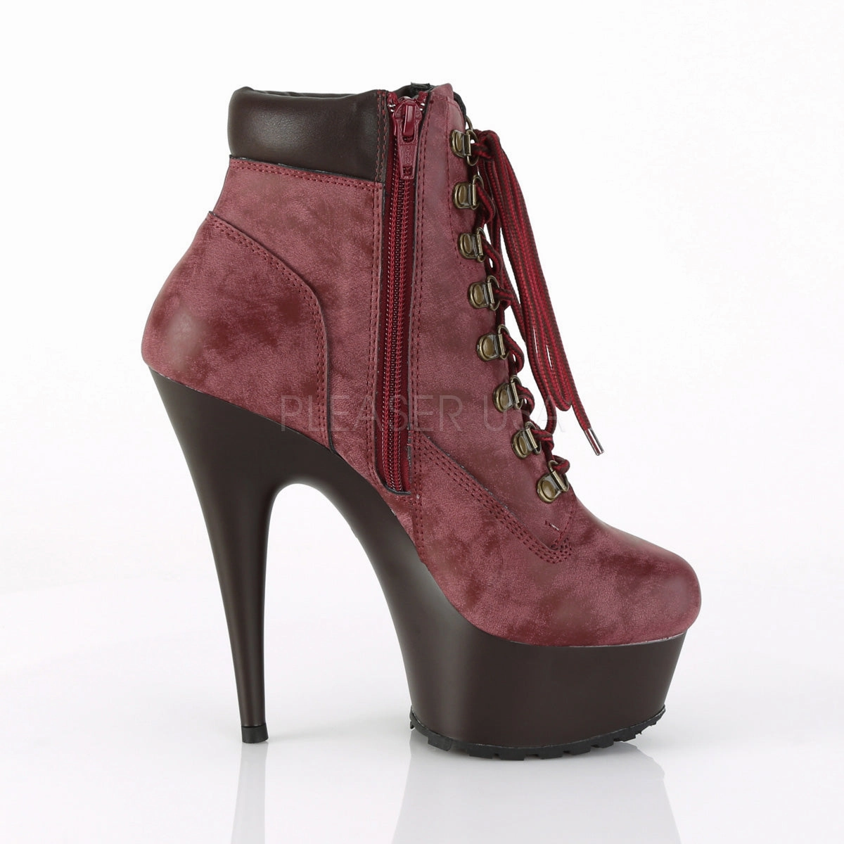 DELIGHT-600TL-02  Burgundy Nubuck Faux Leather/DarkBrown Matte
