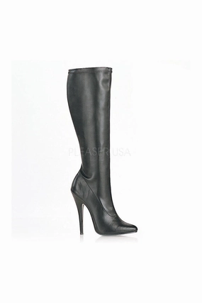 DOMINA-2000 Knee Boot  | Black Faux Leather
