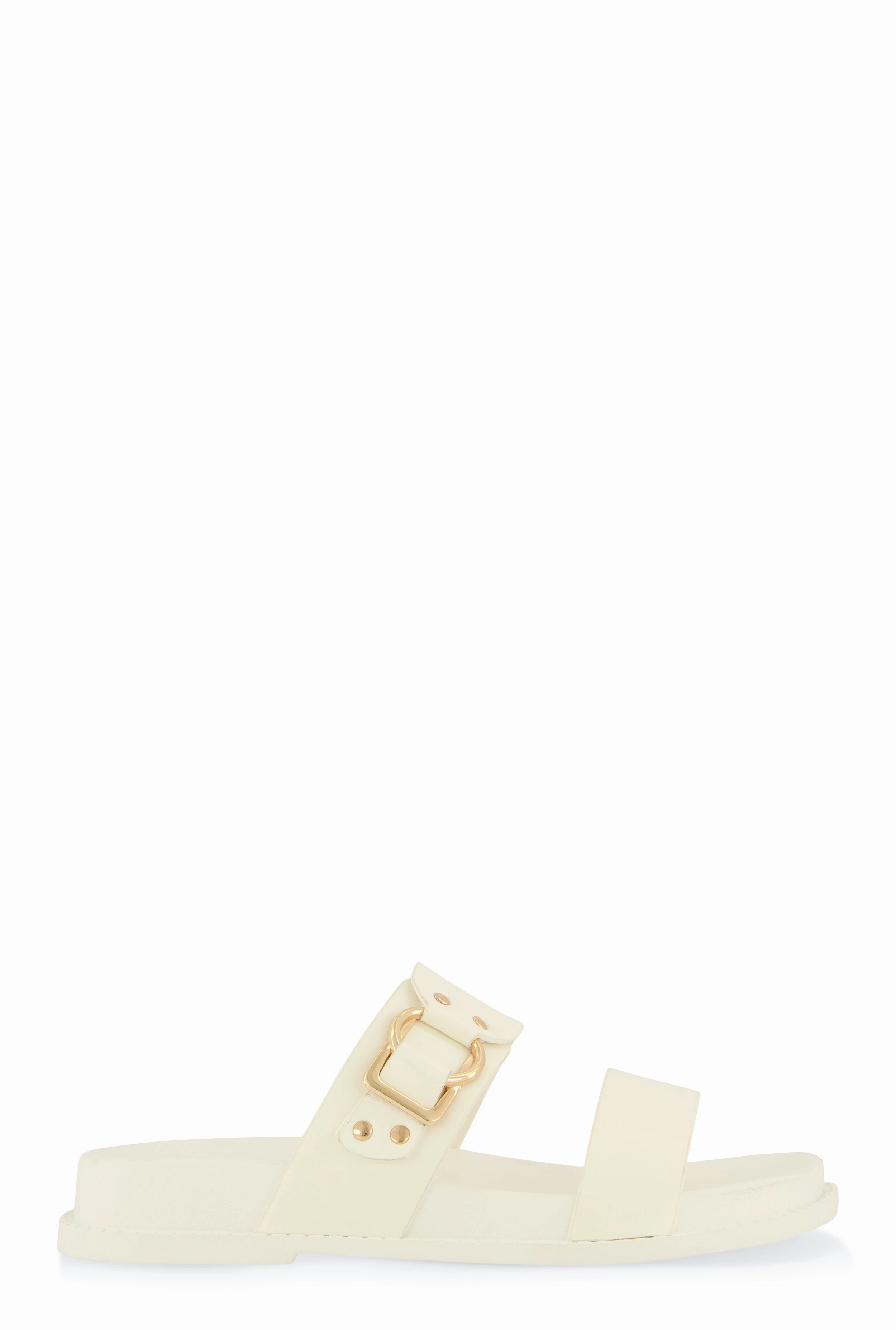 Double Band Buckle Detail Footed Sandals