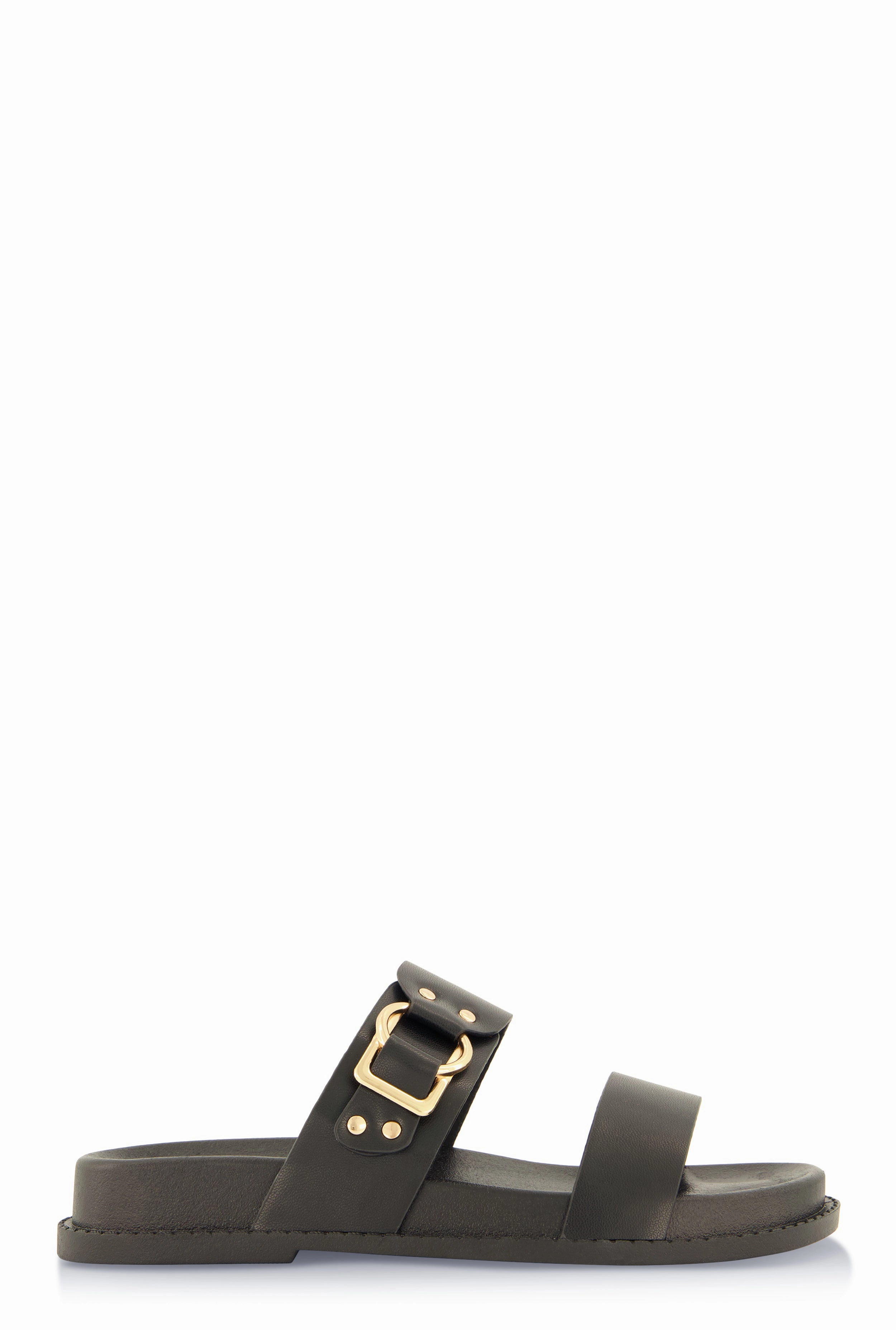 Double Band Buckle Detail Footed Sandals