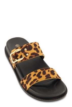 Double Band Buckle Detail Footed Sandals