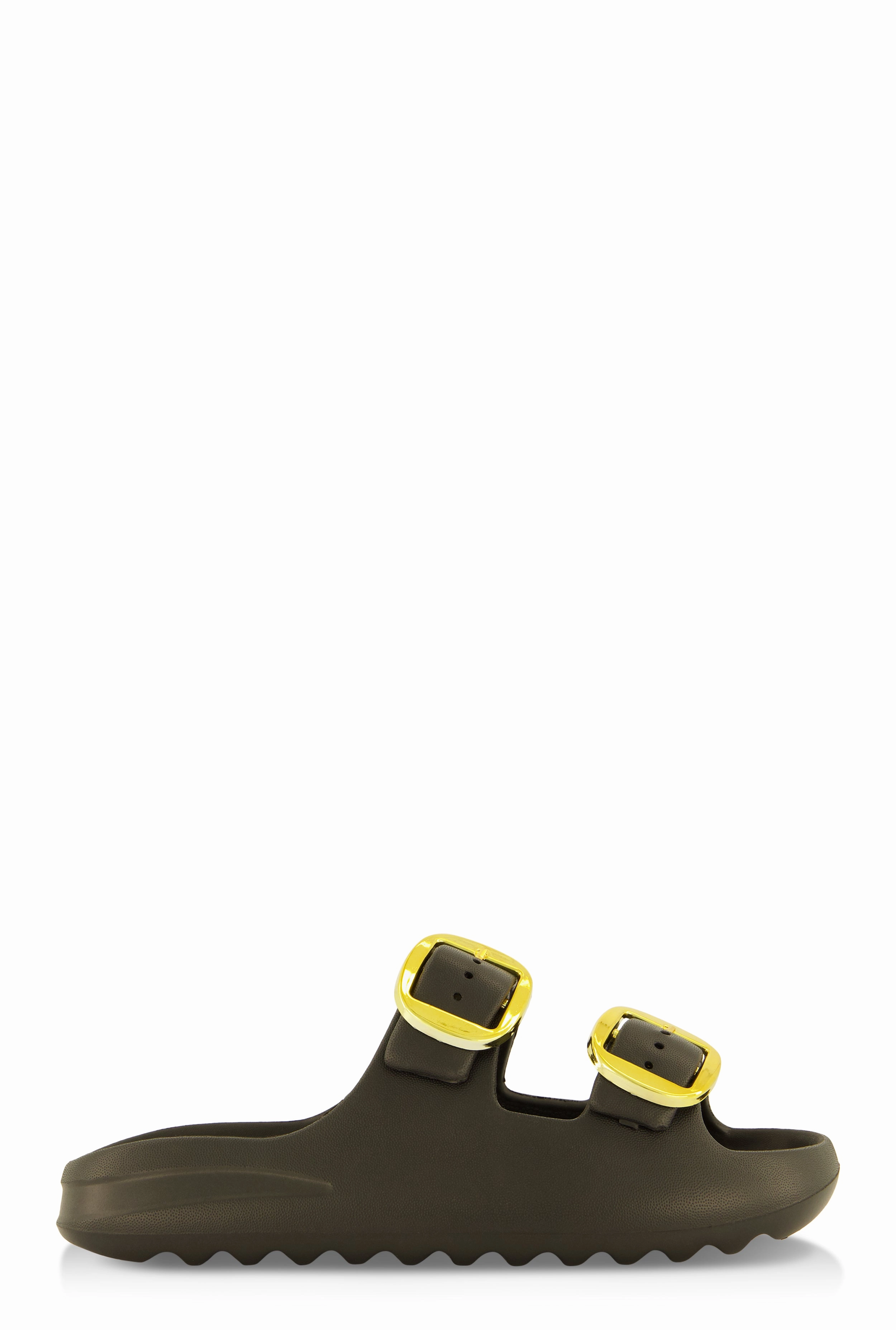 Double Buckle Band Slide Sandals