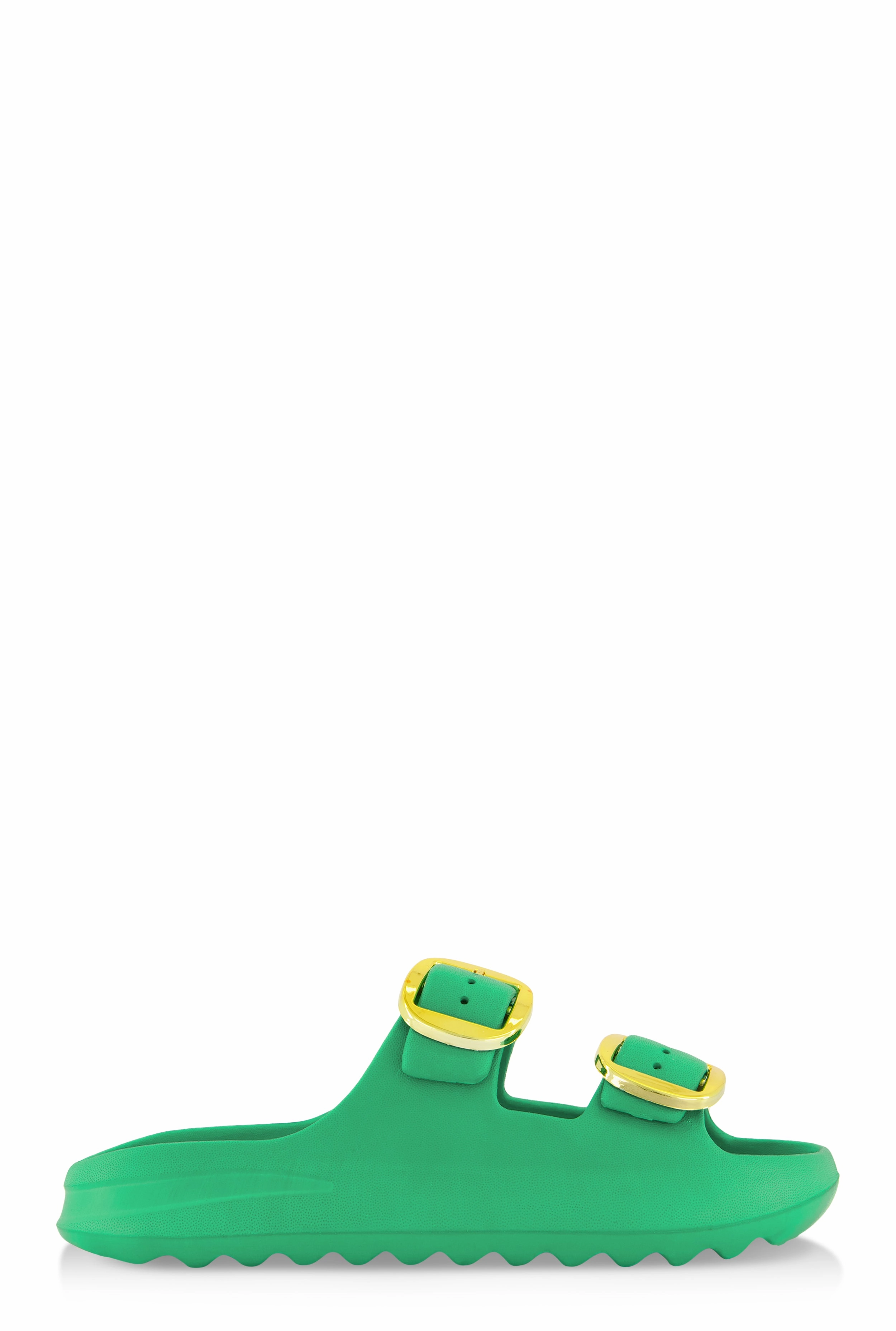 Double Buckle Band Slide Sandals