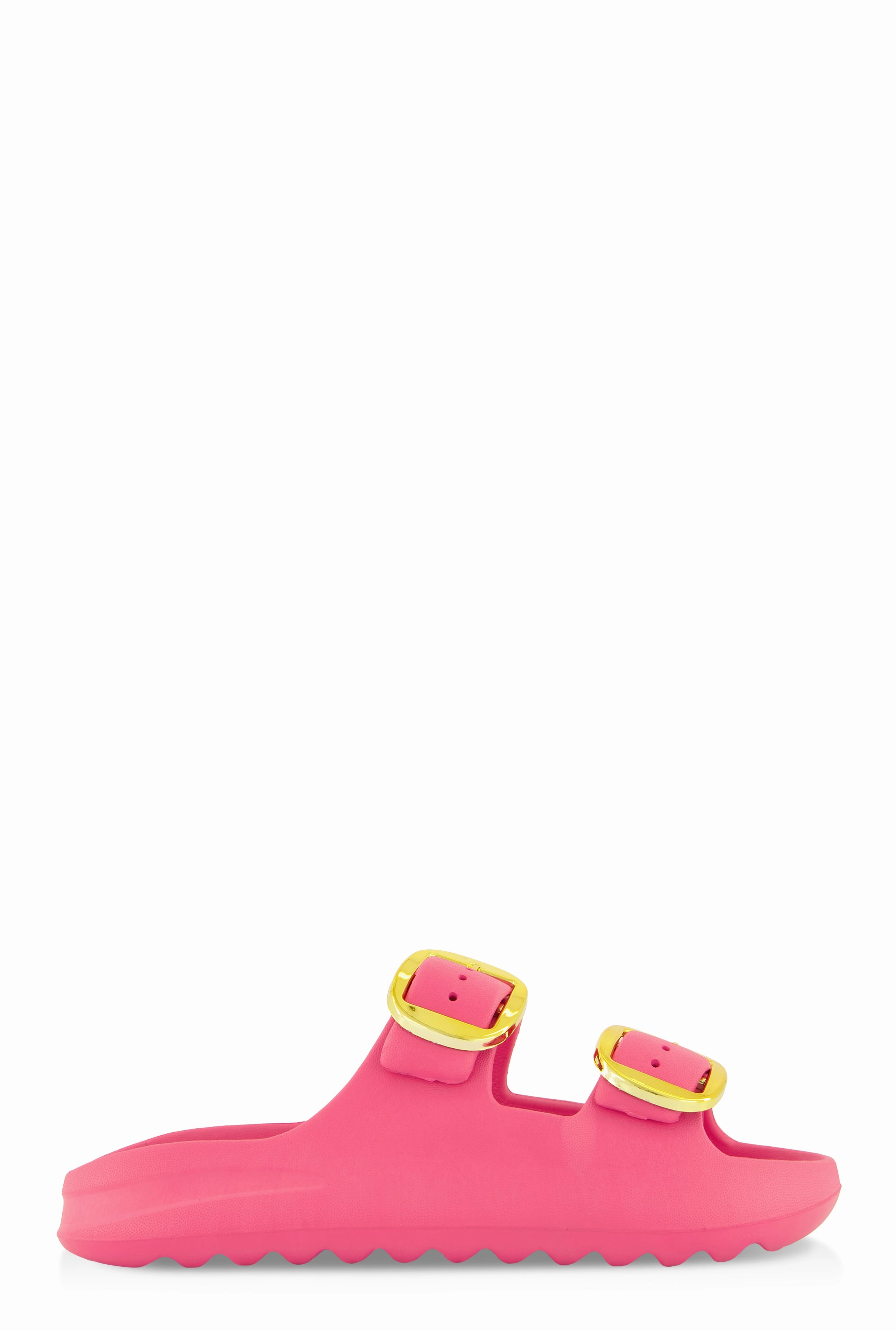 Double Buckle Band Slide Sandals
