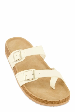 Double Buckle Toe Loop Footbed Sandals