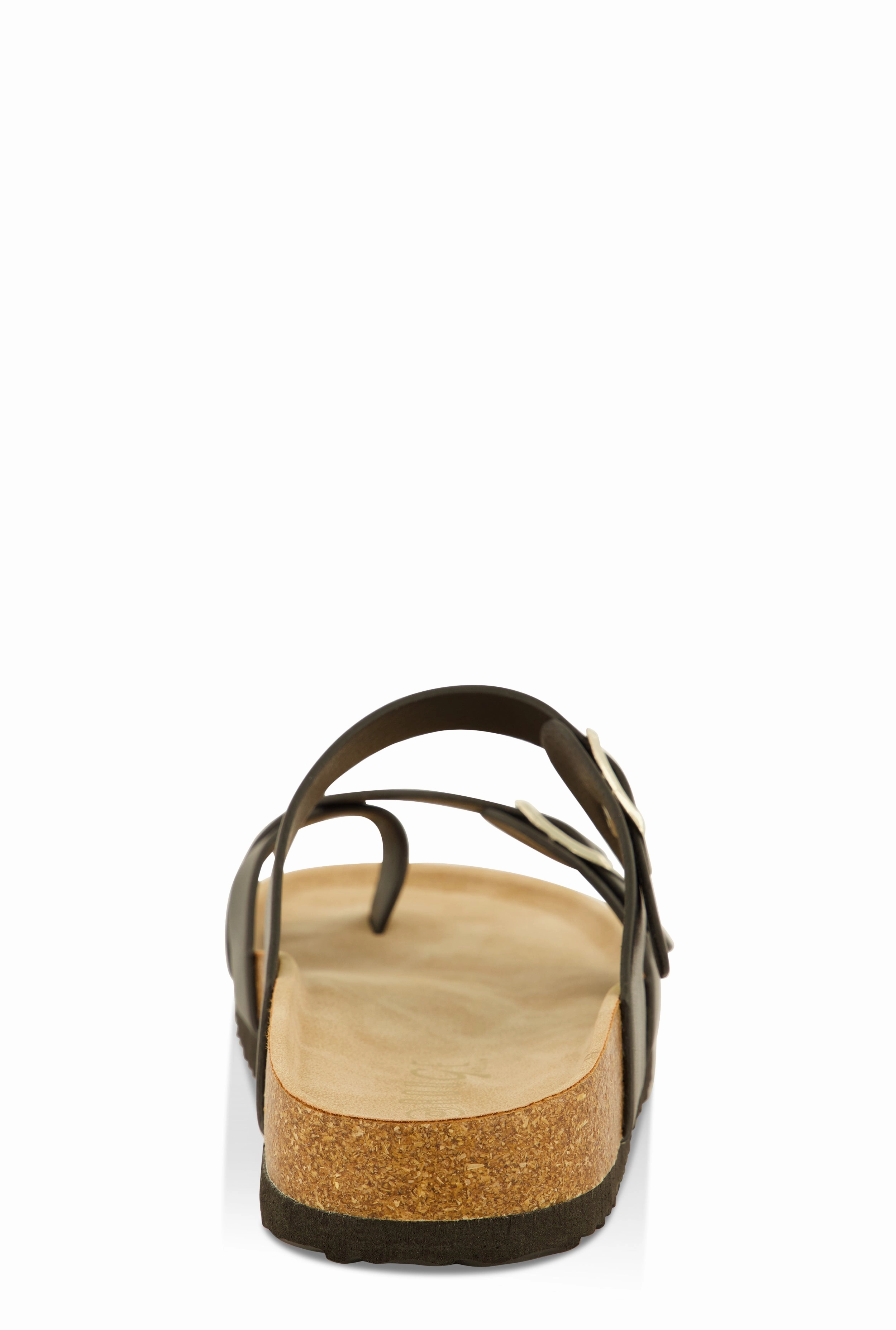 Double Buckle Toe Loop Footbed Sandals