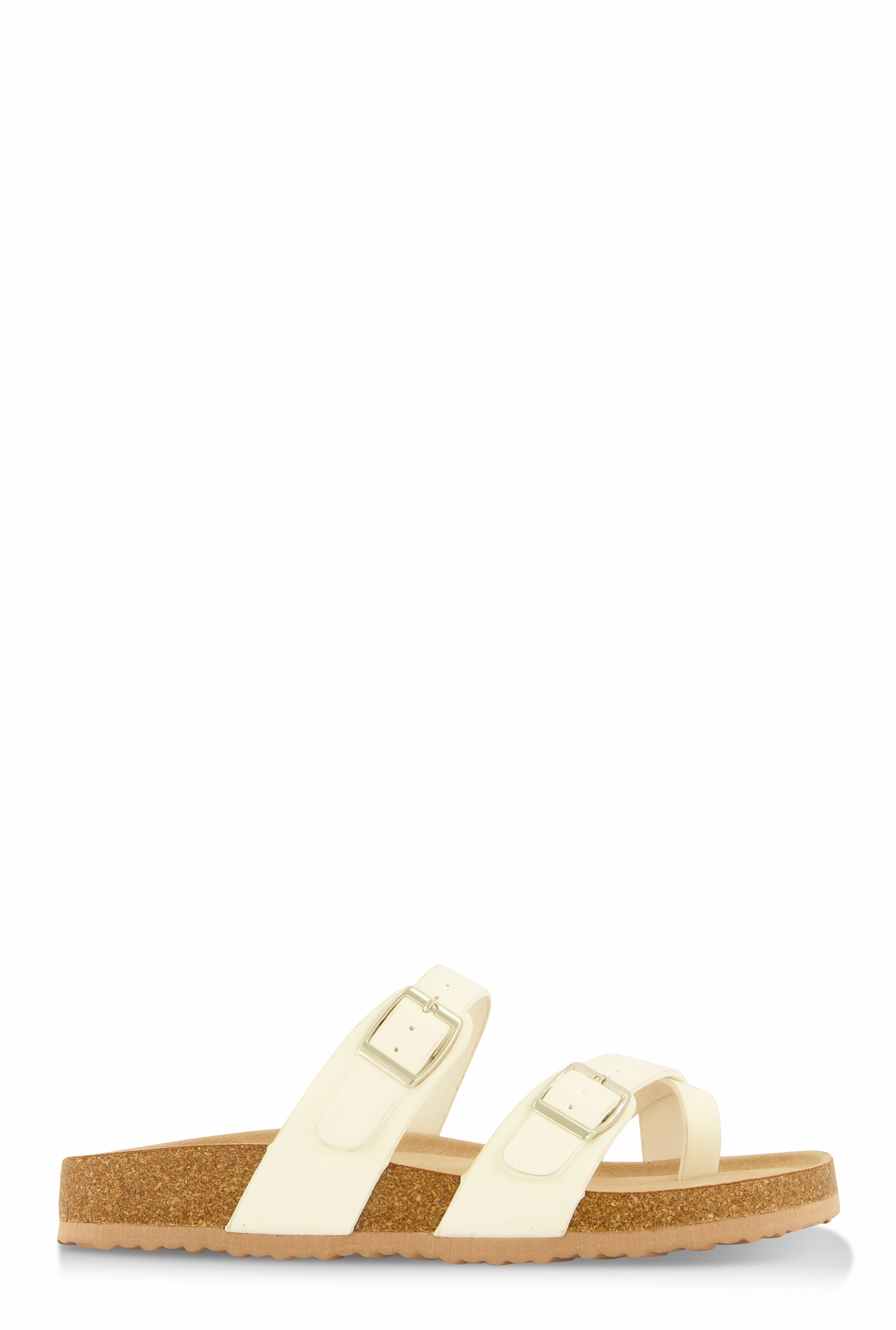 Double Buckle Toe Loop Footbed Sandals
