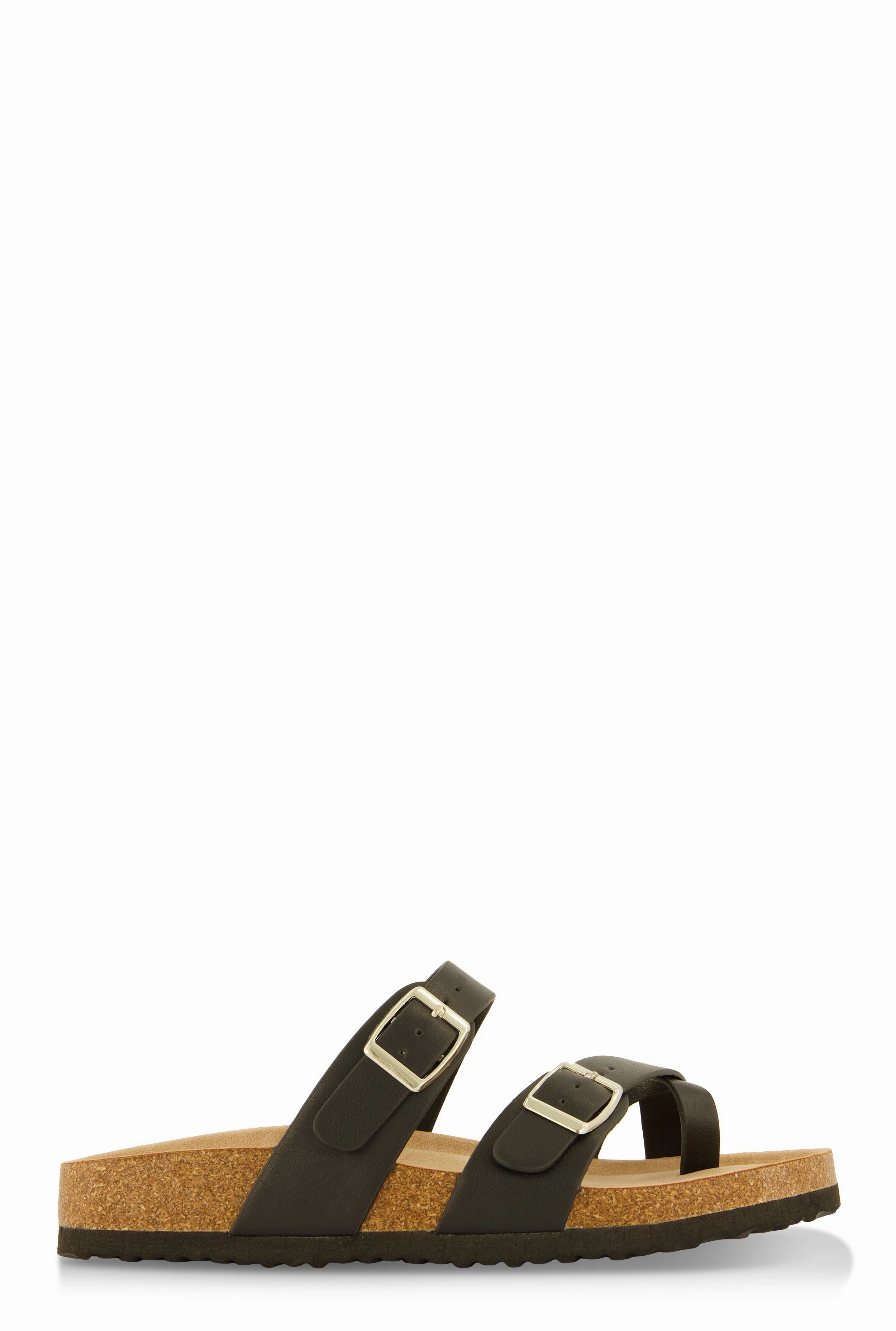 Double Buckle Toe Loop Footbed Sandals
