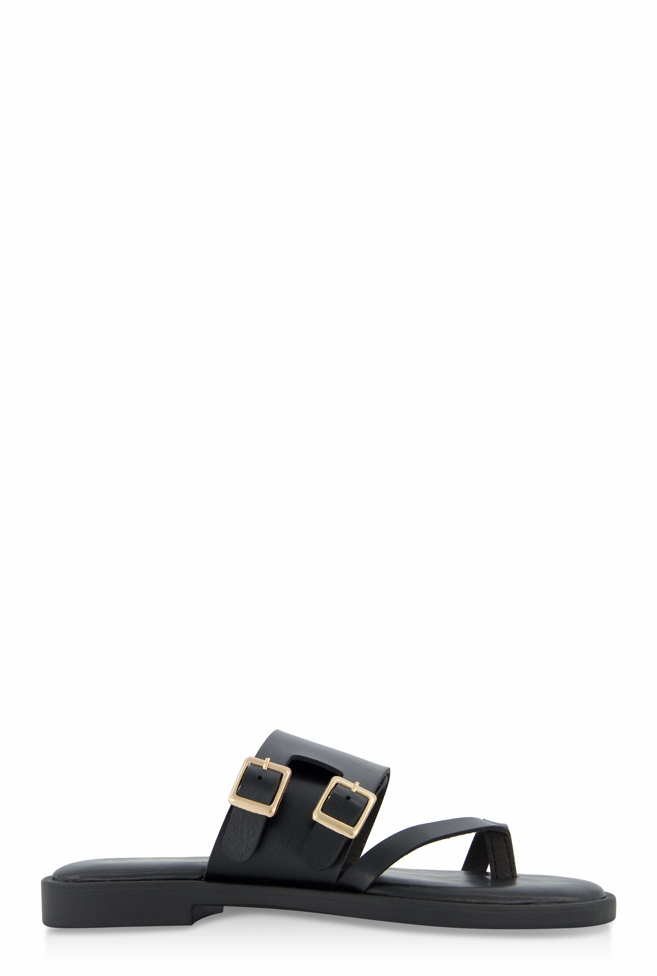 Double Buckle Toe Loop Slide Sandals