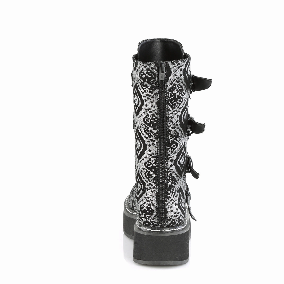EMILY-322  Black-Silver Faux Nubuck Leather