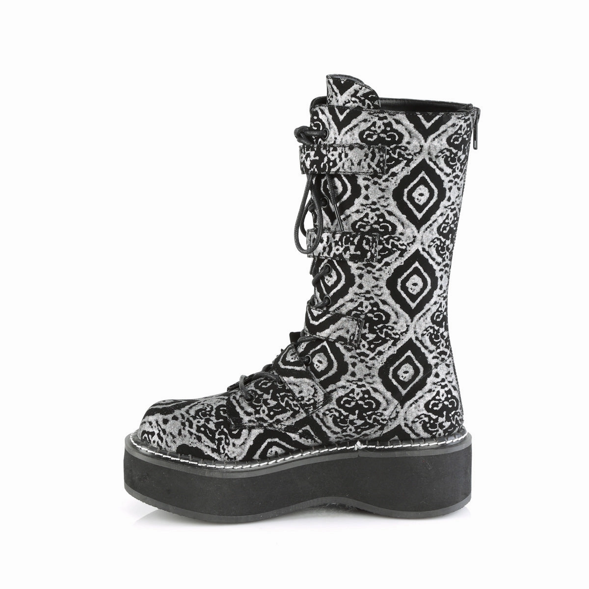 EMILY-322  Black-Silver Faux Nubuck Leather
