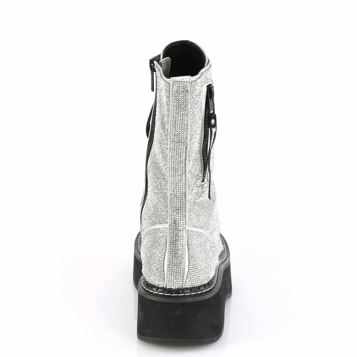 EMILY-362  Silver Vegan Leather-Rhinestone