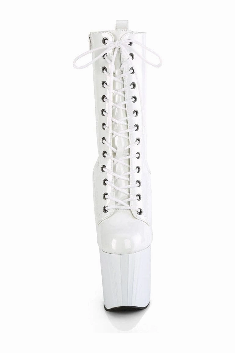 ENCHANT-1040 White Patent Knee Boot