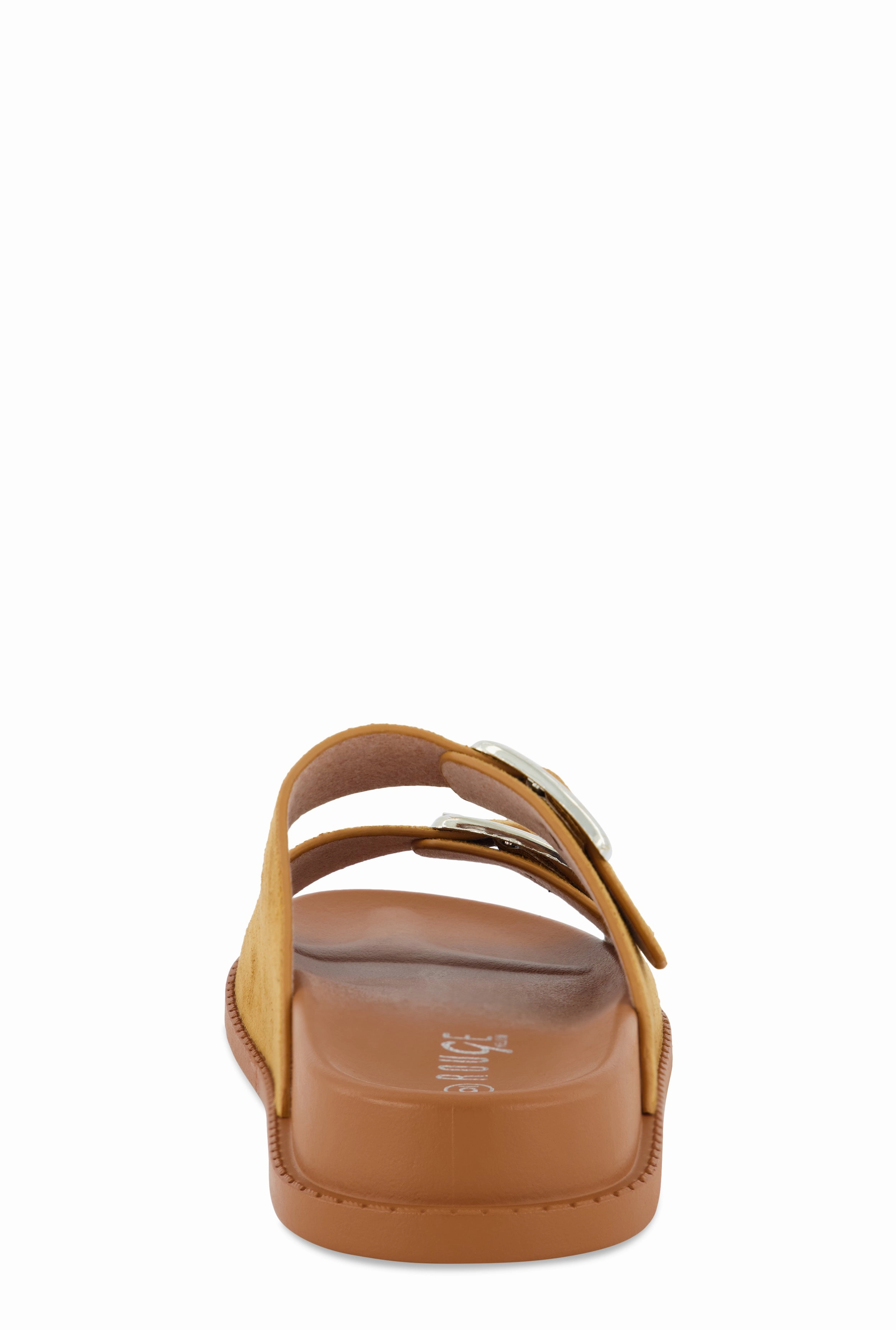 Faux Suede Double Buckle Band Slide Sandals