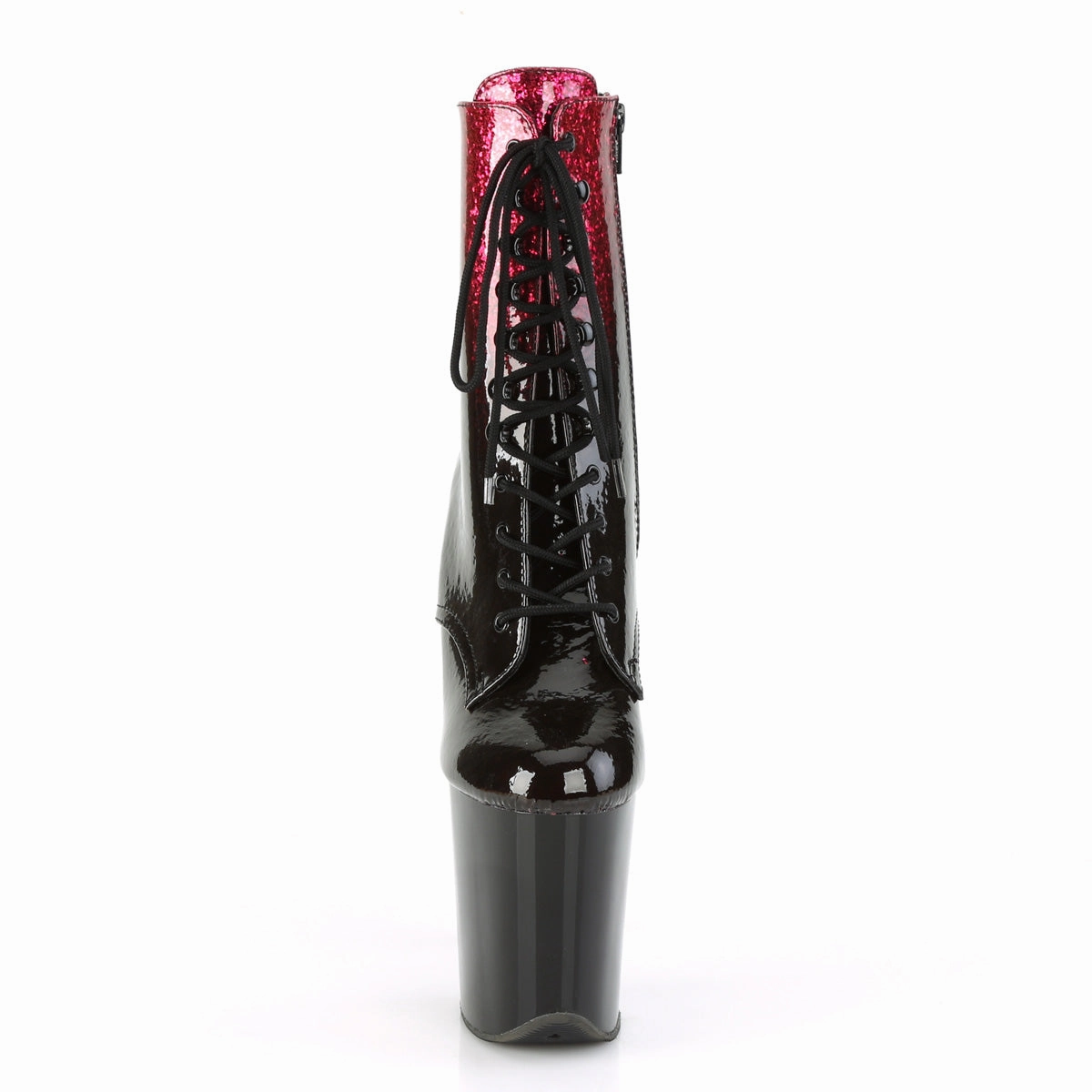 FLAMINGO-1020OMB  H. Pink-Burgundy Glittered Ombre Patent/Black