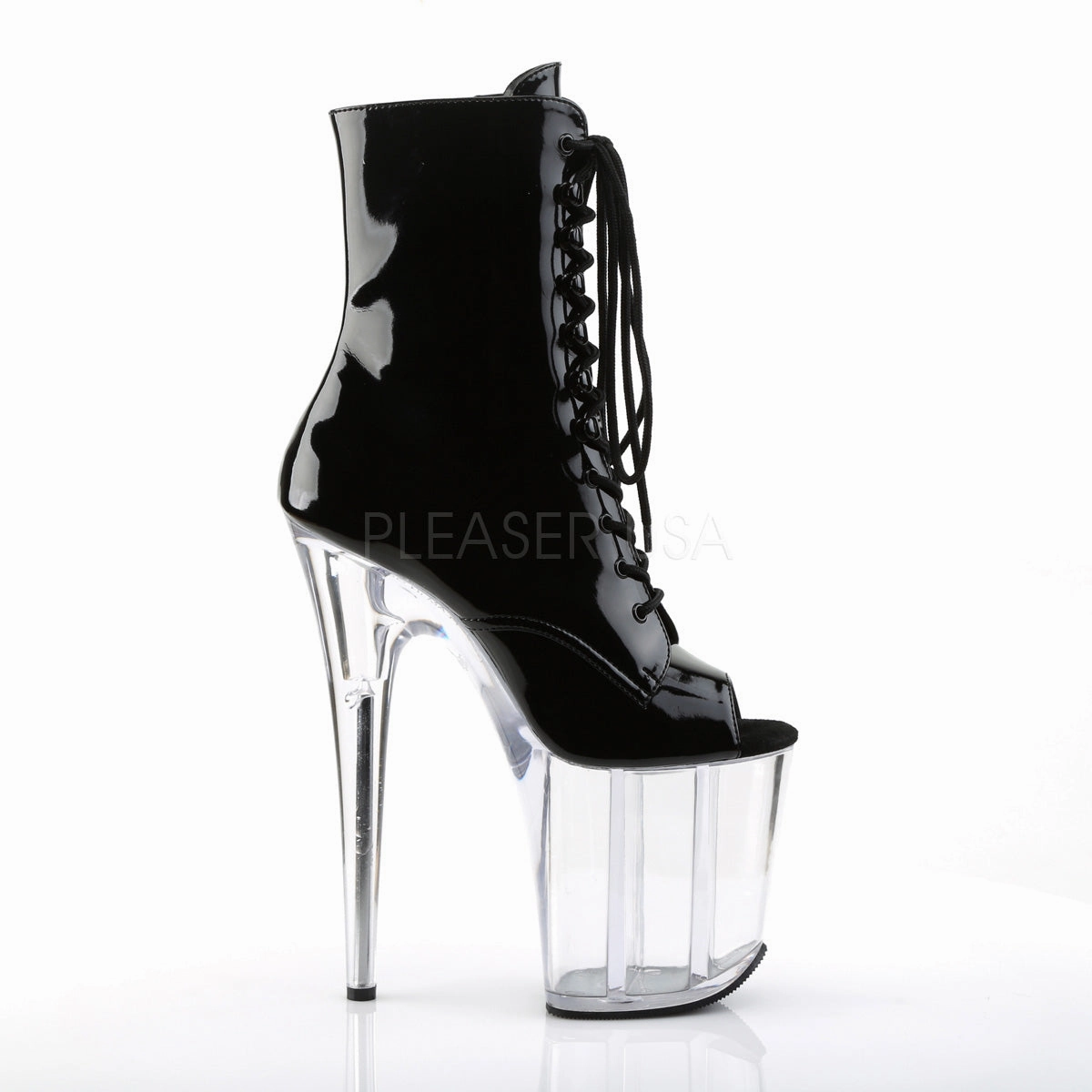 FLAMINGO-1021  Black Patent/Clear