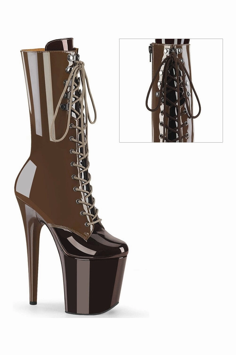 FLAMINGO-1054DC Brown Patent Knee Boot