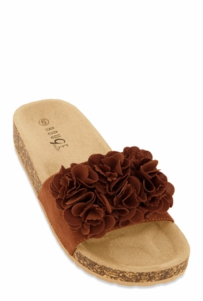 Flower Petal Band Platform Slide Sandals