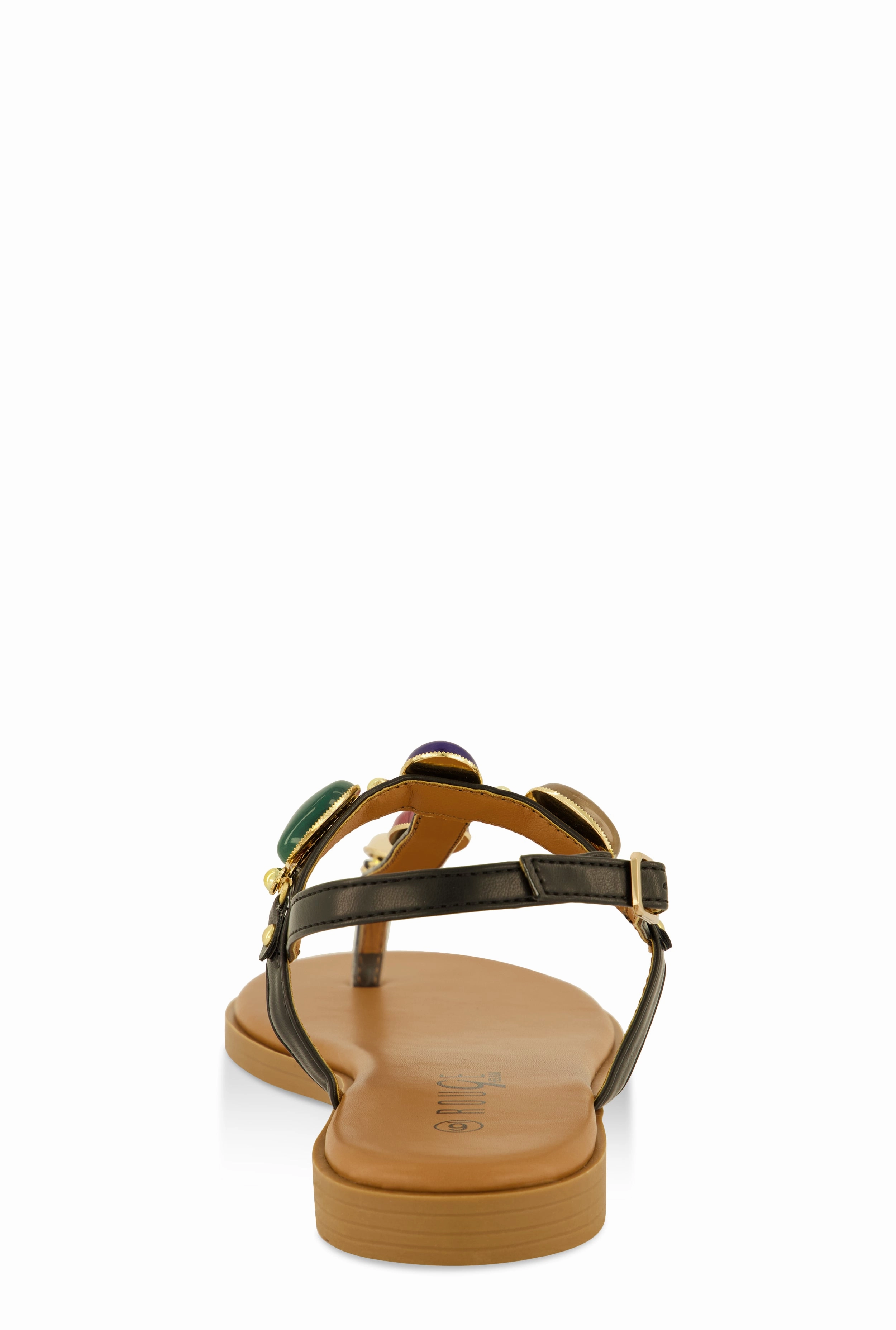 Gemstone Buckle Strap Thong Sandals