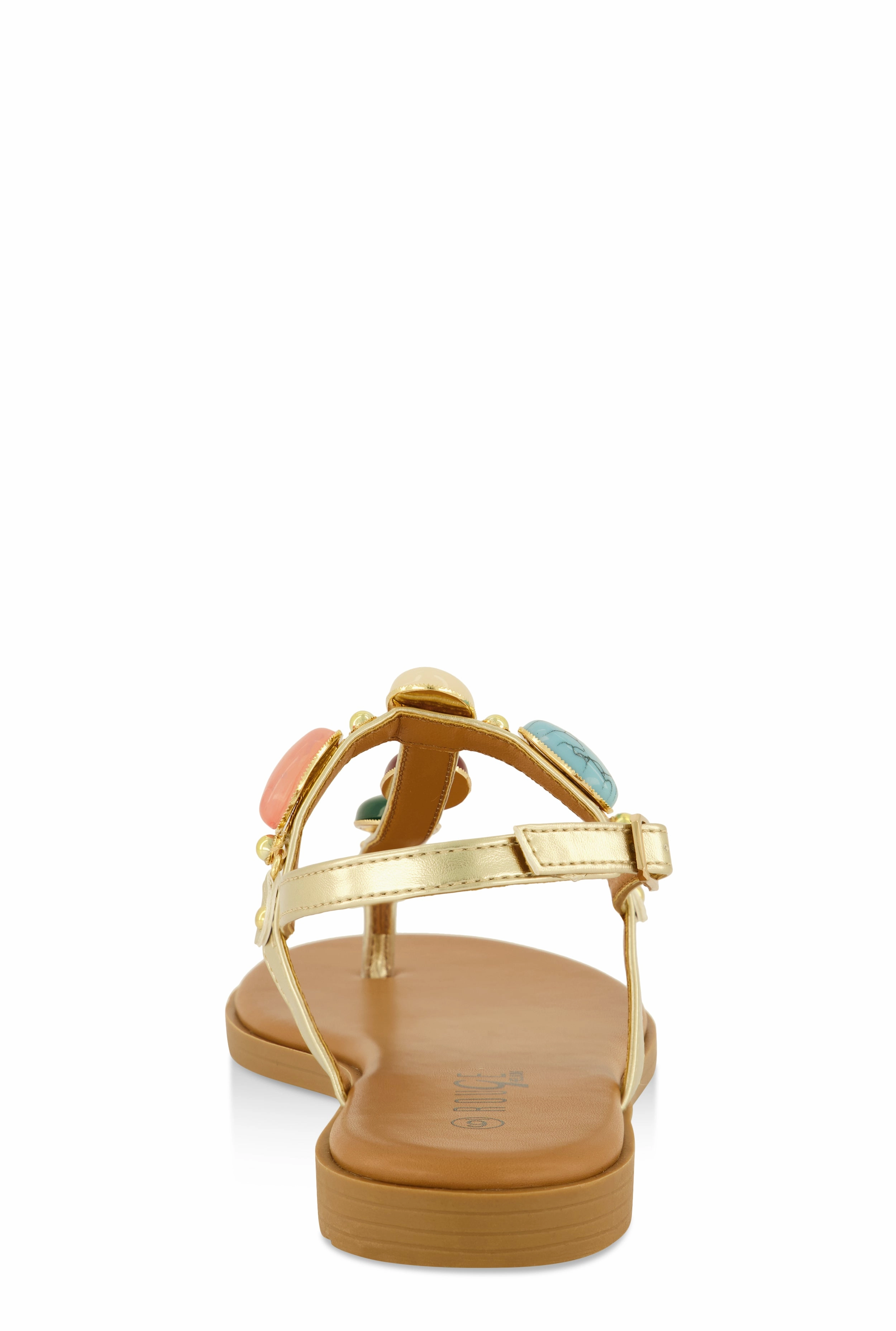 Gemstone Buckle Strap Thong Sandals