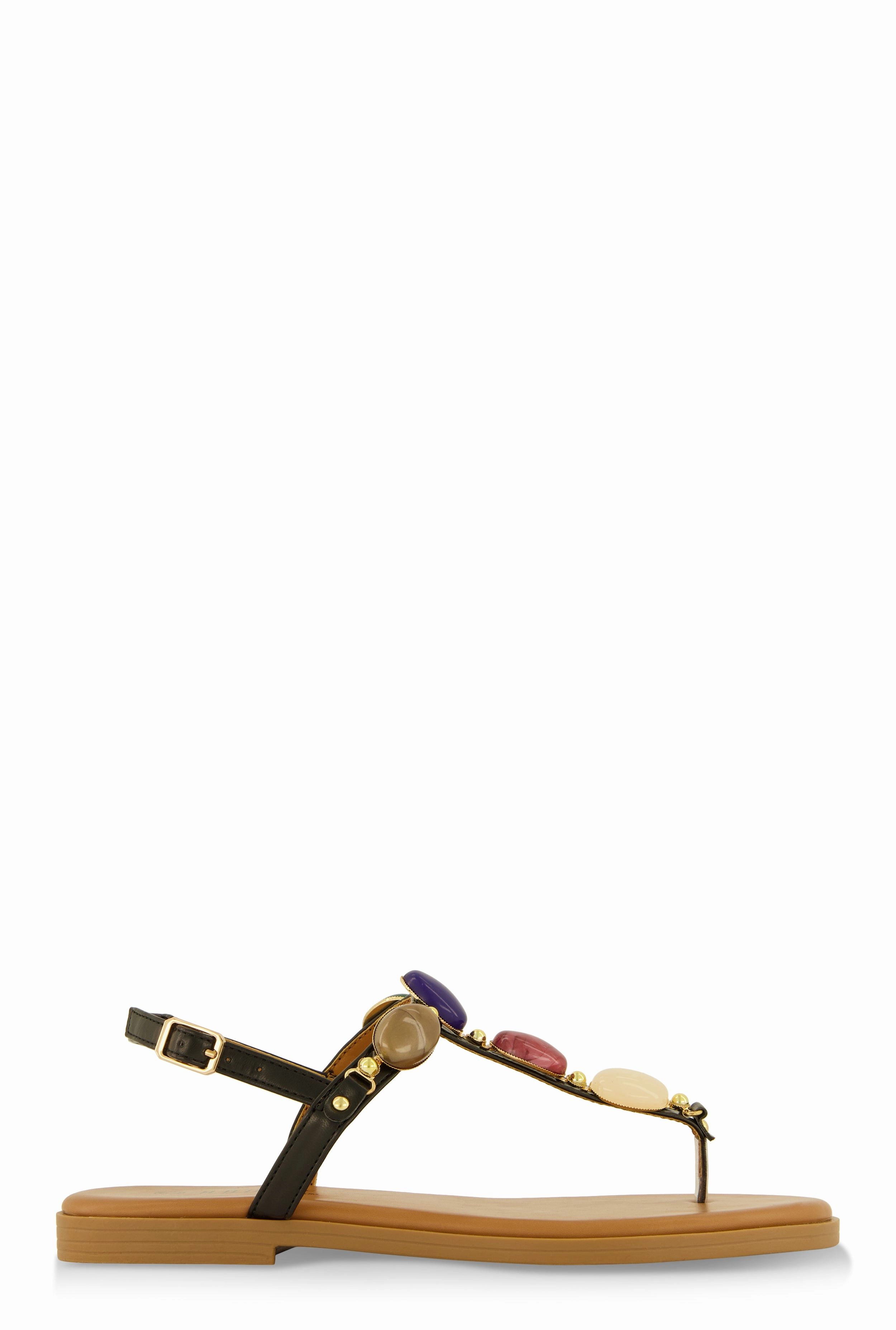Gemstone Buckle Strap Thong Sandals