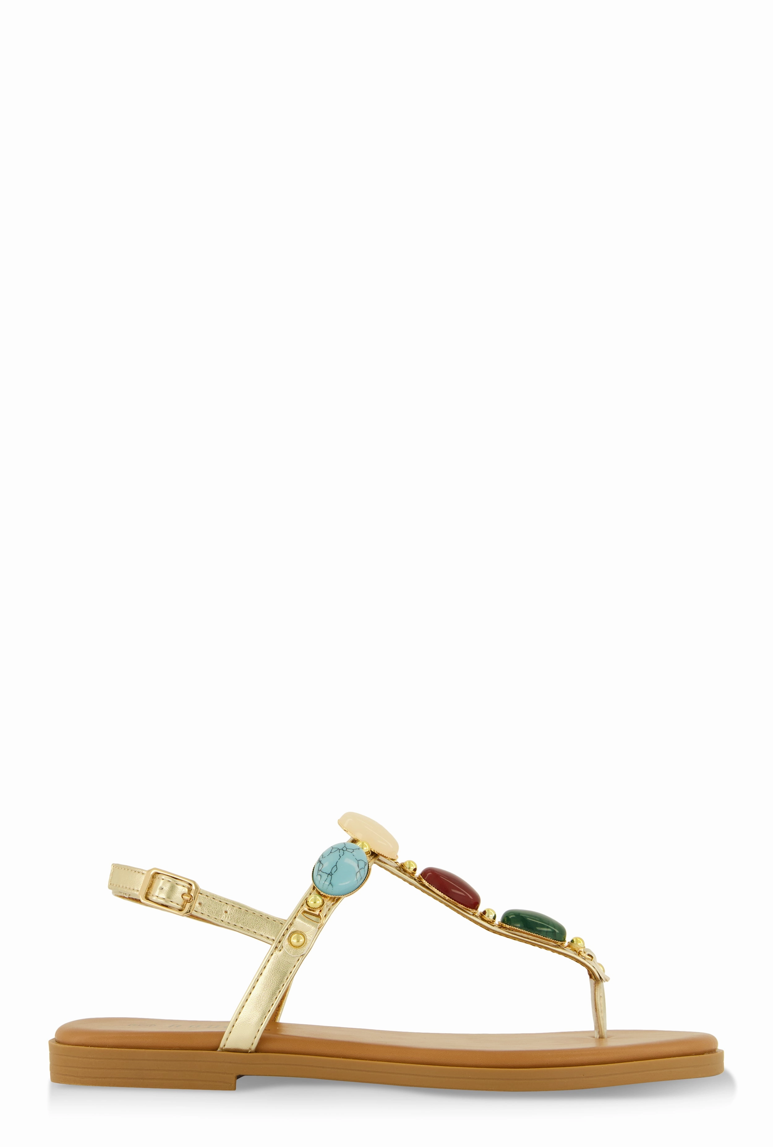 Gemstone Buckle Strap Thong Sandals