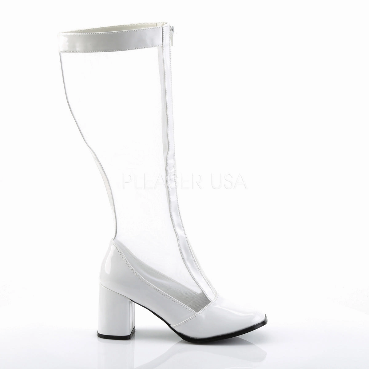 GOGO-307  White Str Patent-Mesh