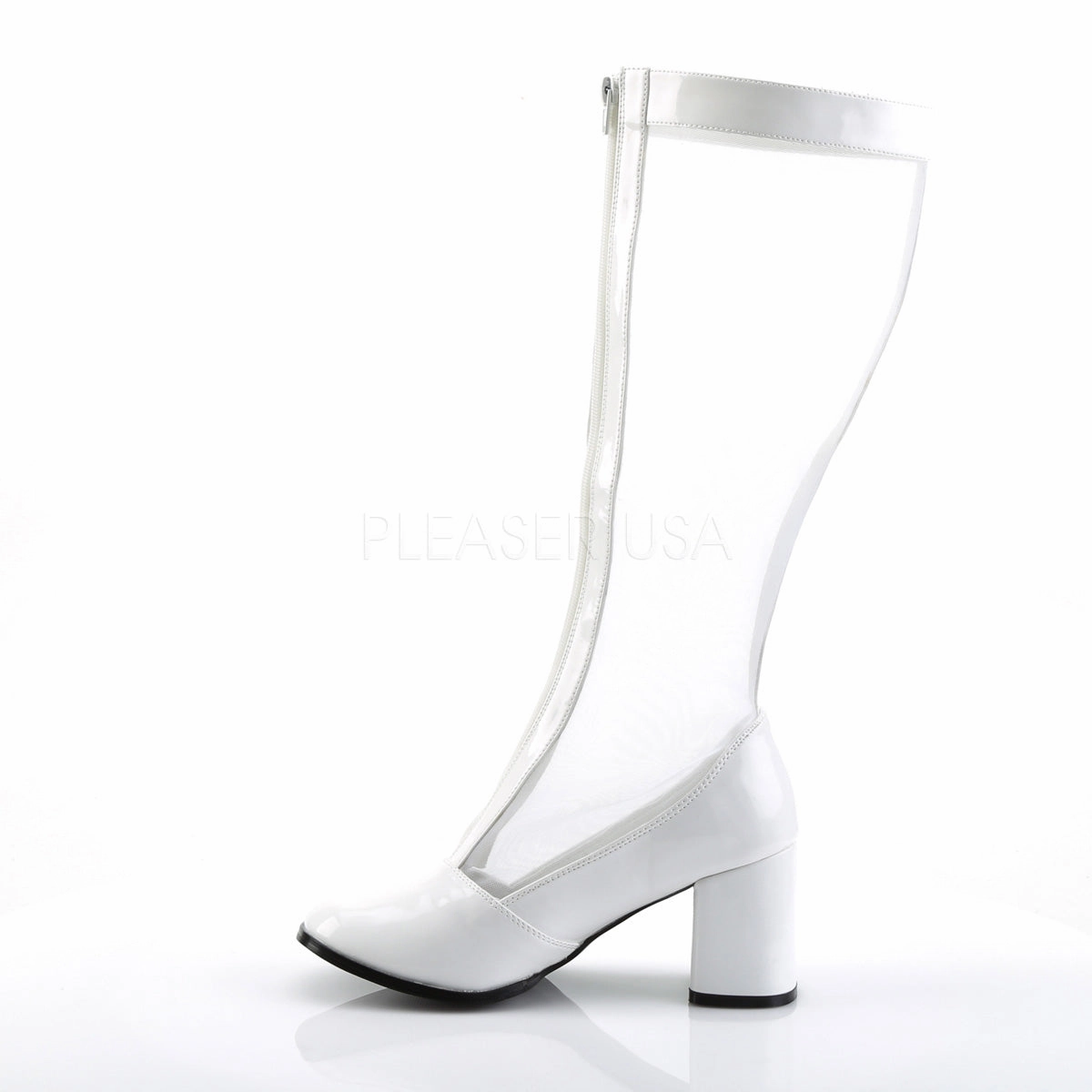 GOGO-307  White Str Patent-Mesh
