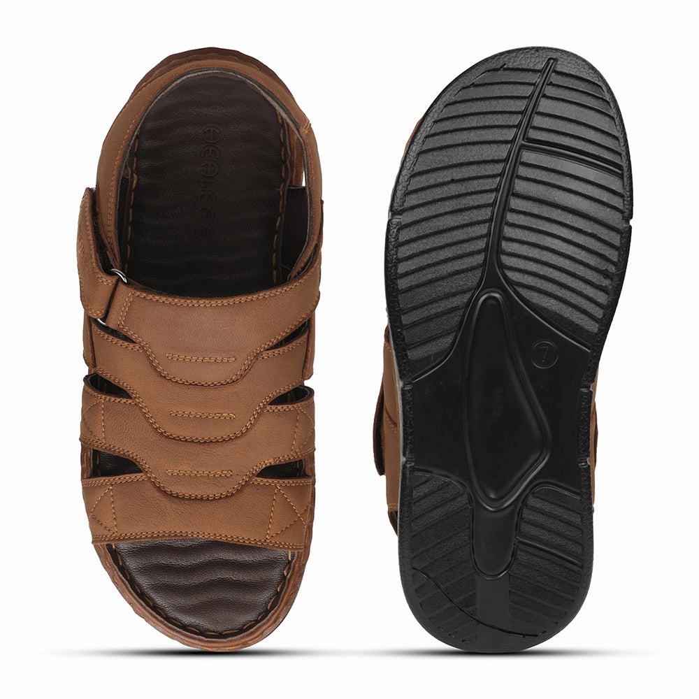 Healers Tan Casual Flat Sandal For Men ASL-7 By Liberty