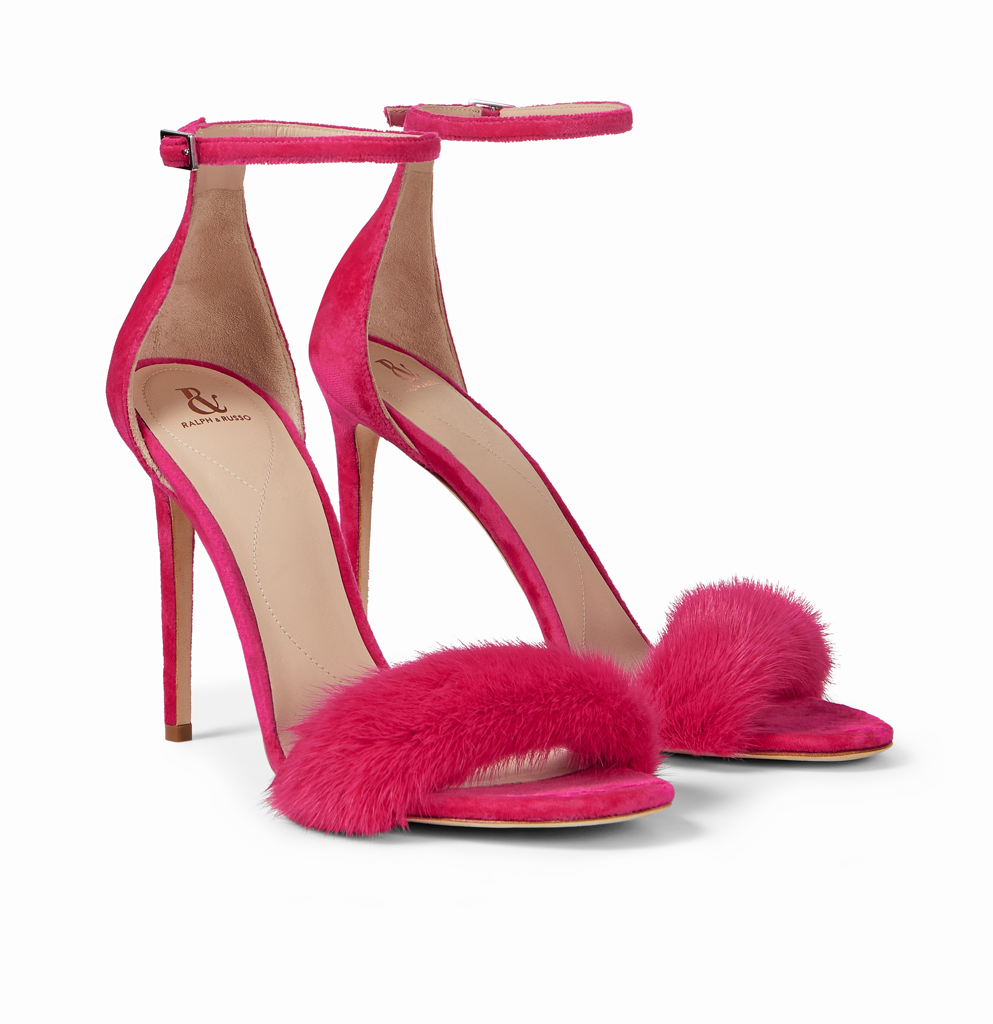 Hot Pink Mink and Suede Sandals