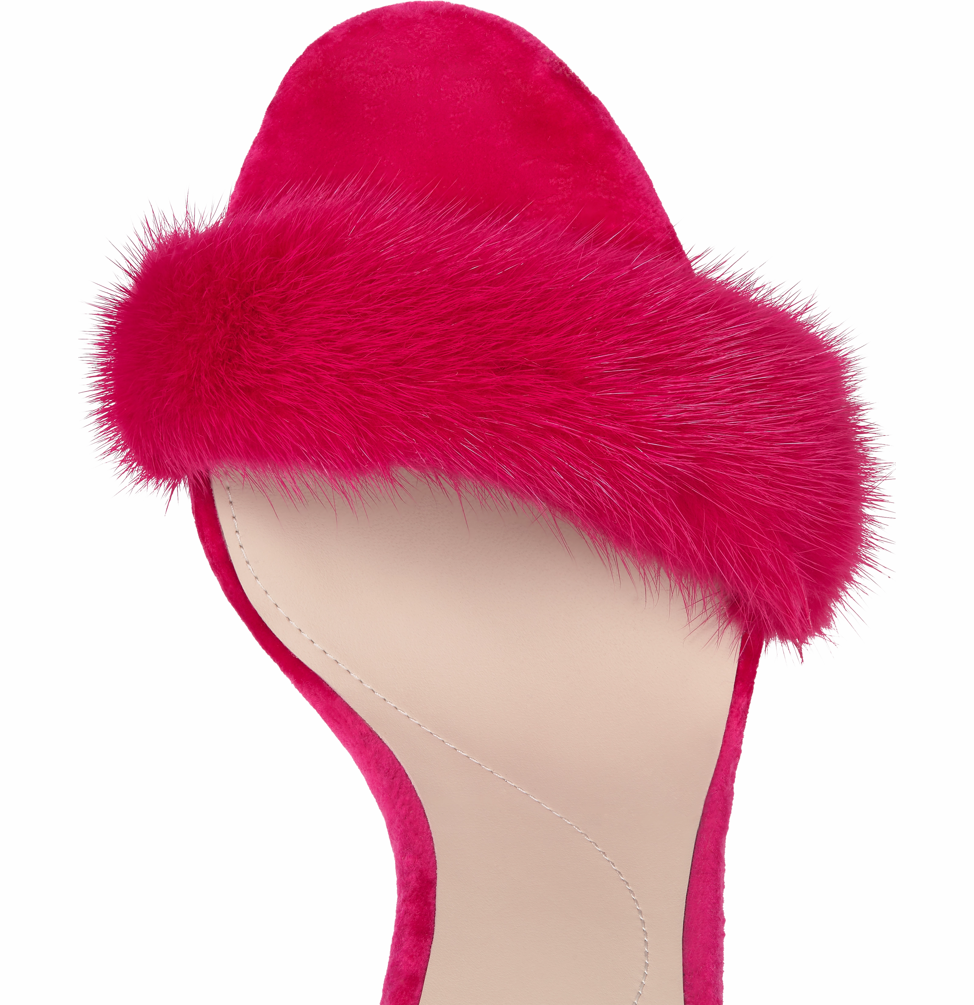 Hot Pink Mink and Suede Sandals