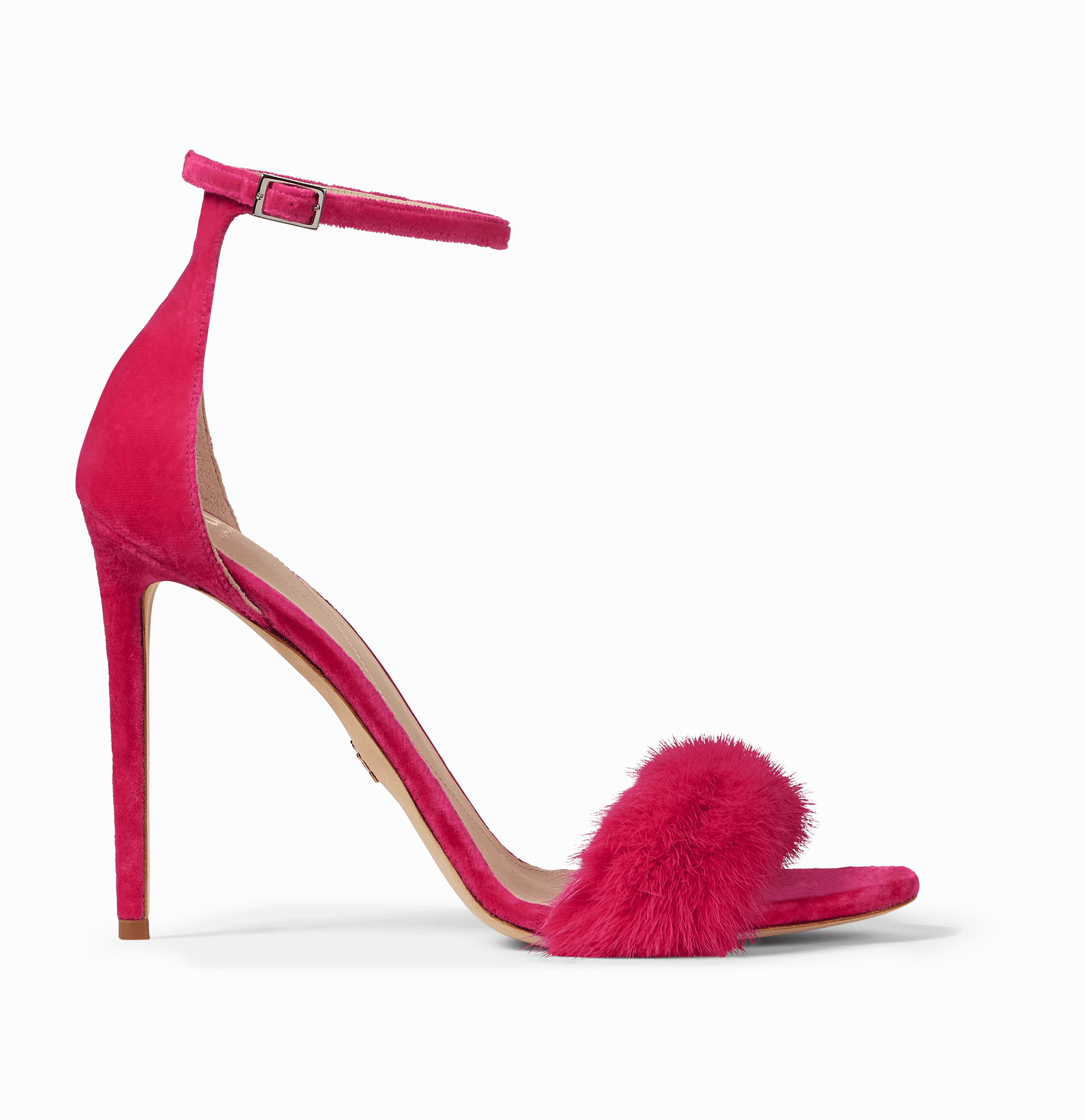 Hot Pink Mink and Suede Sandals