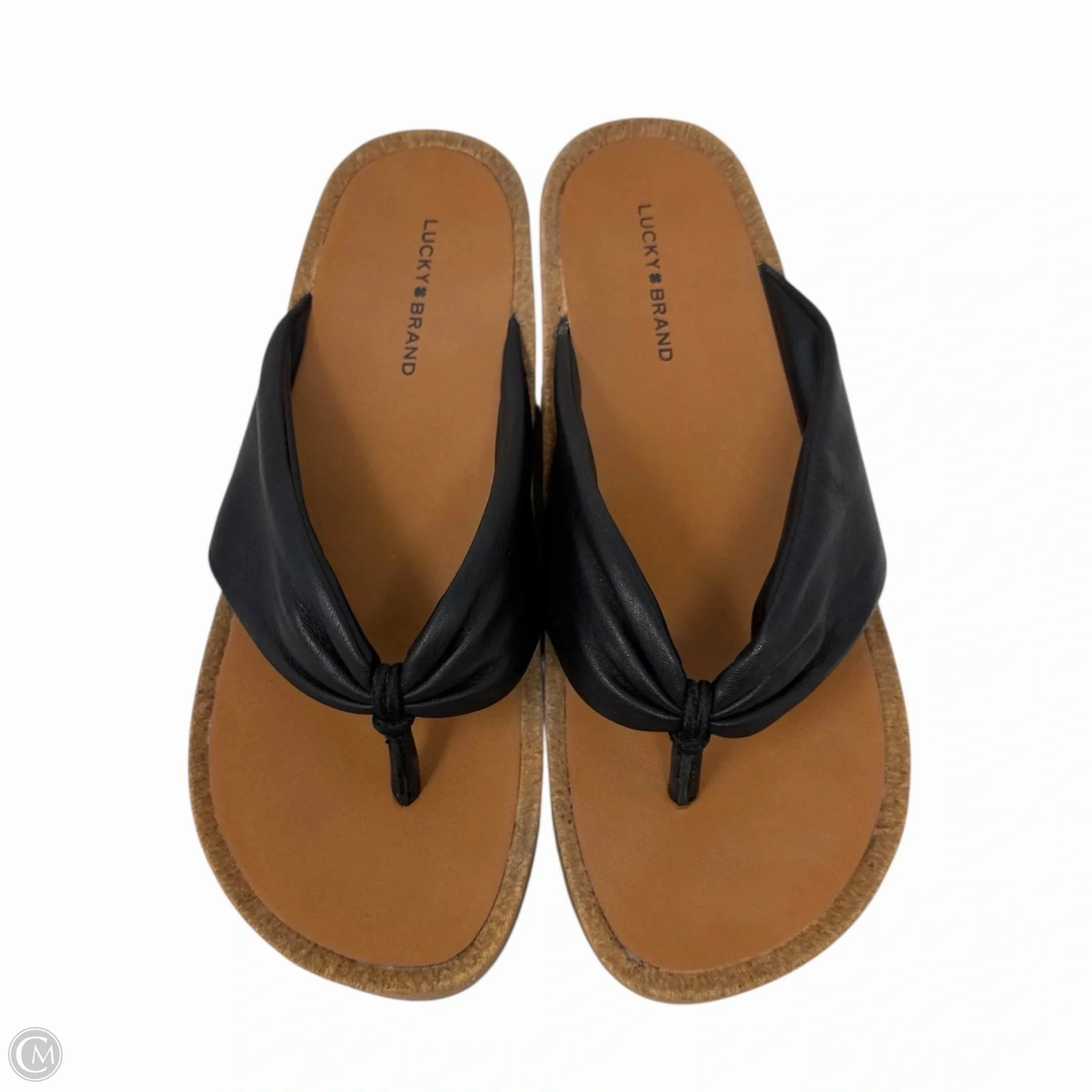 Lellina  Leather Platform Sandals By Lucky Brand In Black, Size: 7.5