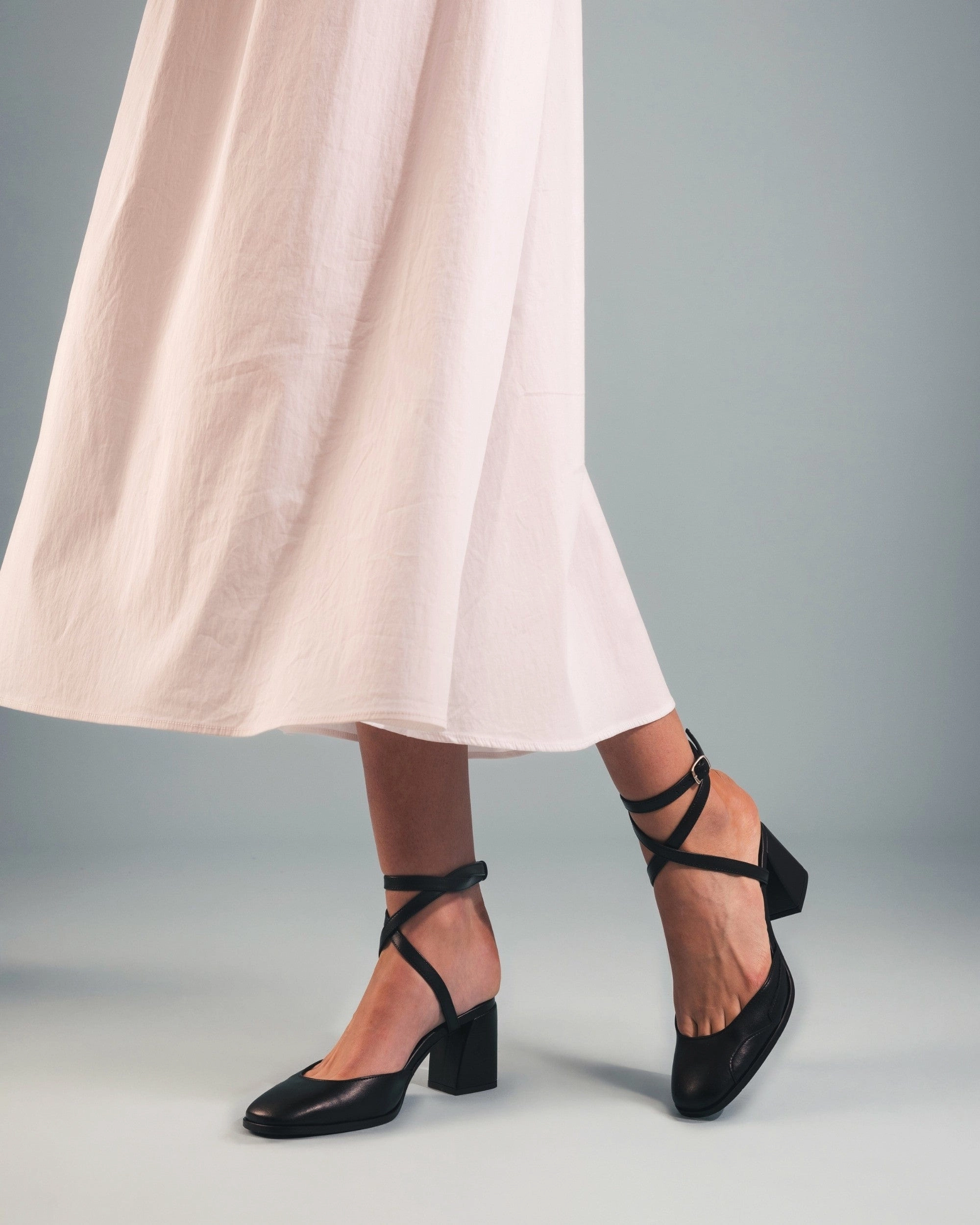 Lisa Women's Vegan Apple Leather Strappy Heels | Black