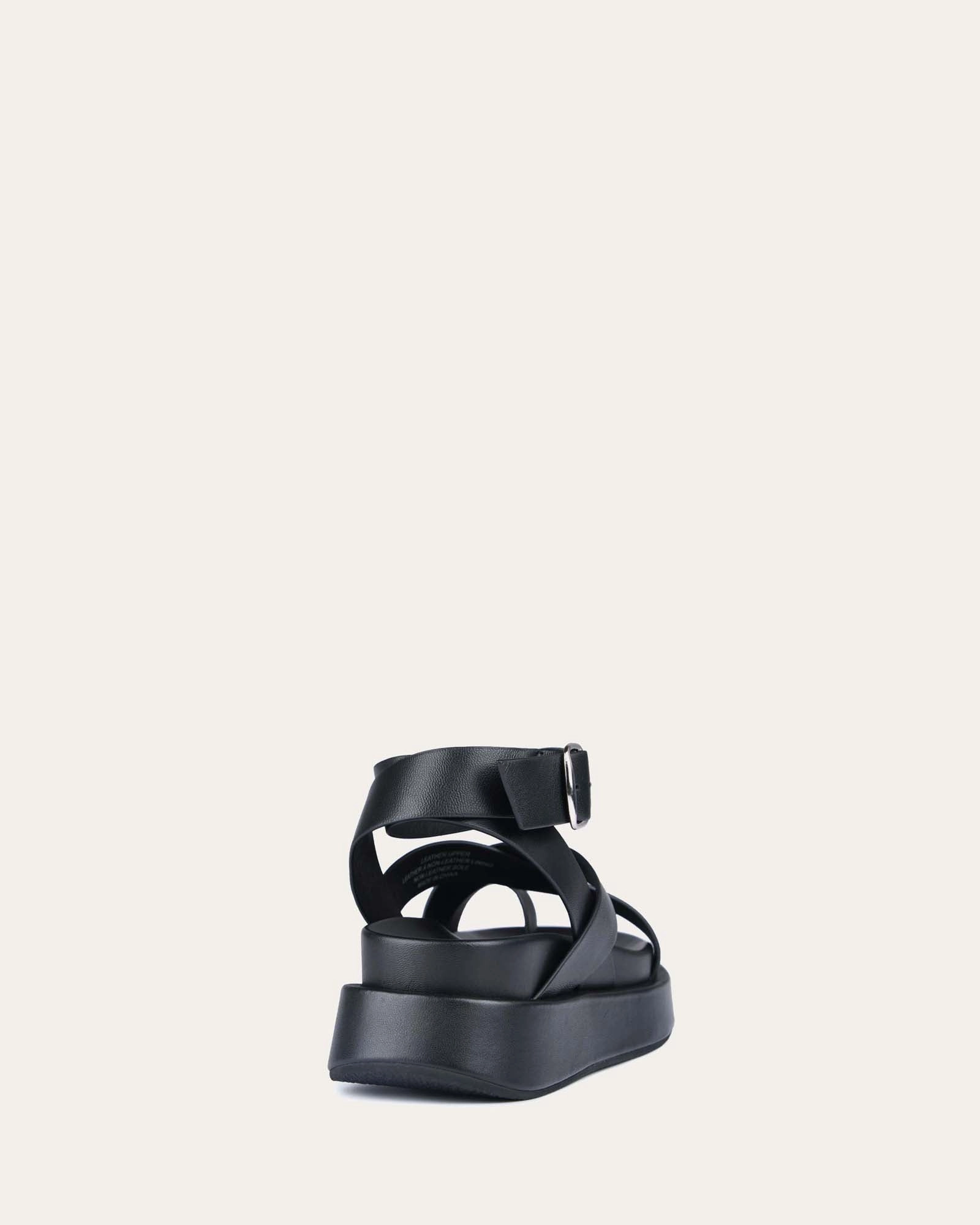 MACK FLAT SANDALS BLACK LEATHER