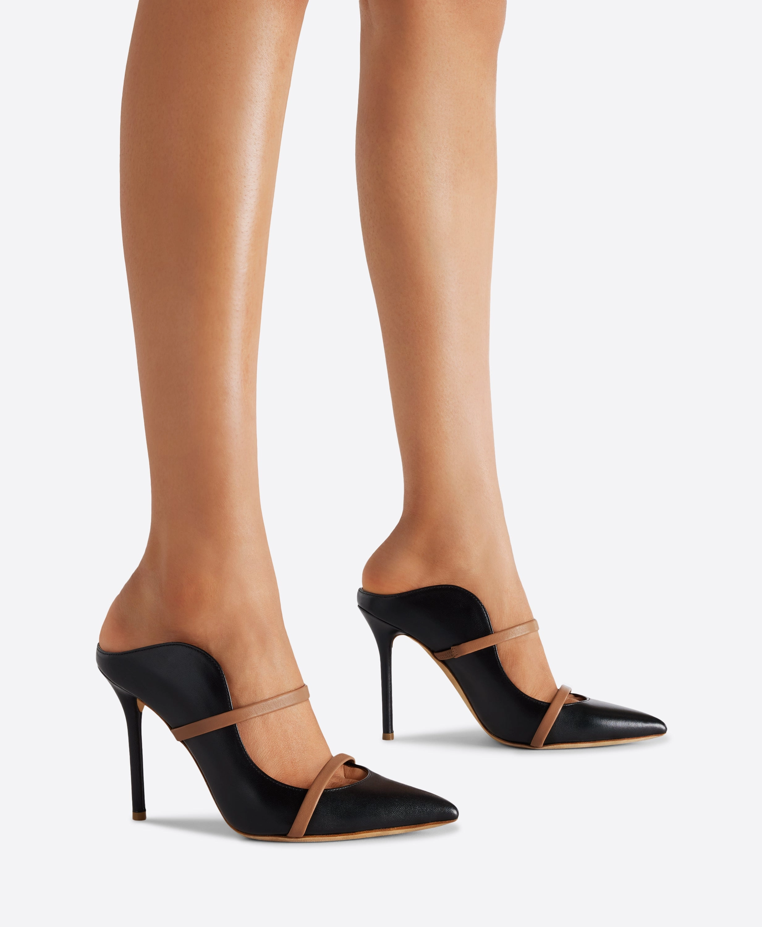 Maureen 100 Black & Blush Leather Mules