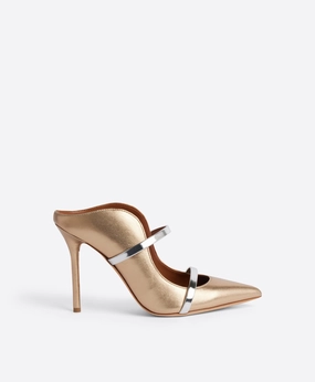 Maureen 100 Gold & Silver Leather Mules