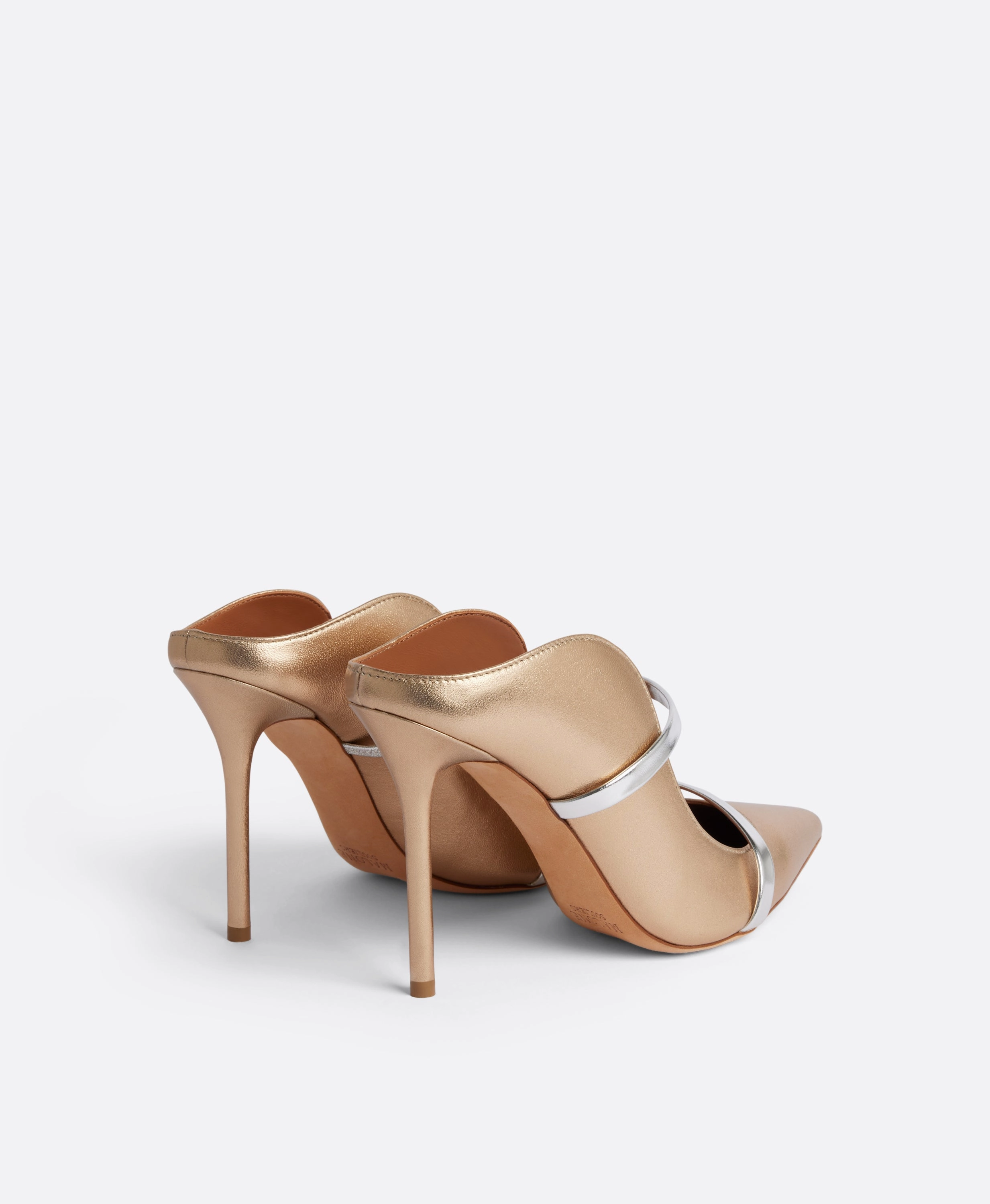 Maureen 100 Gold & Silver Leather Mules