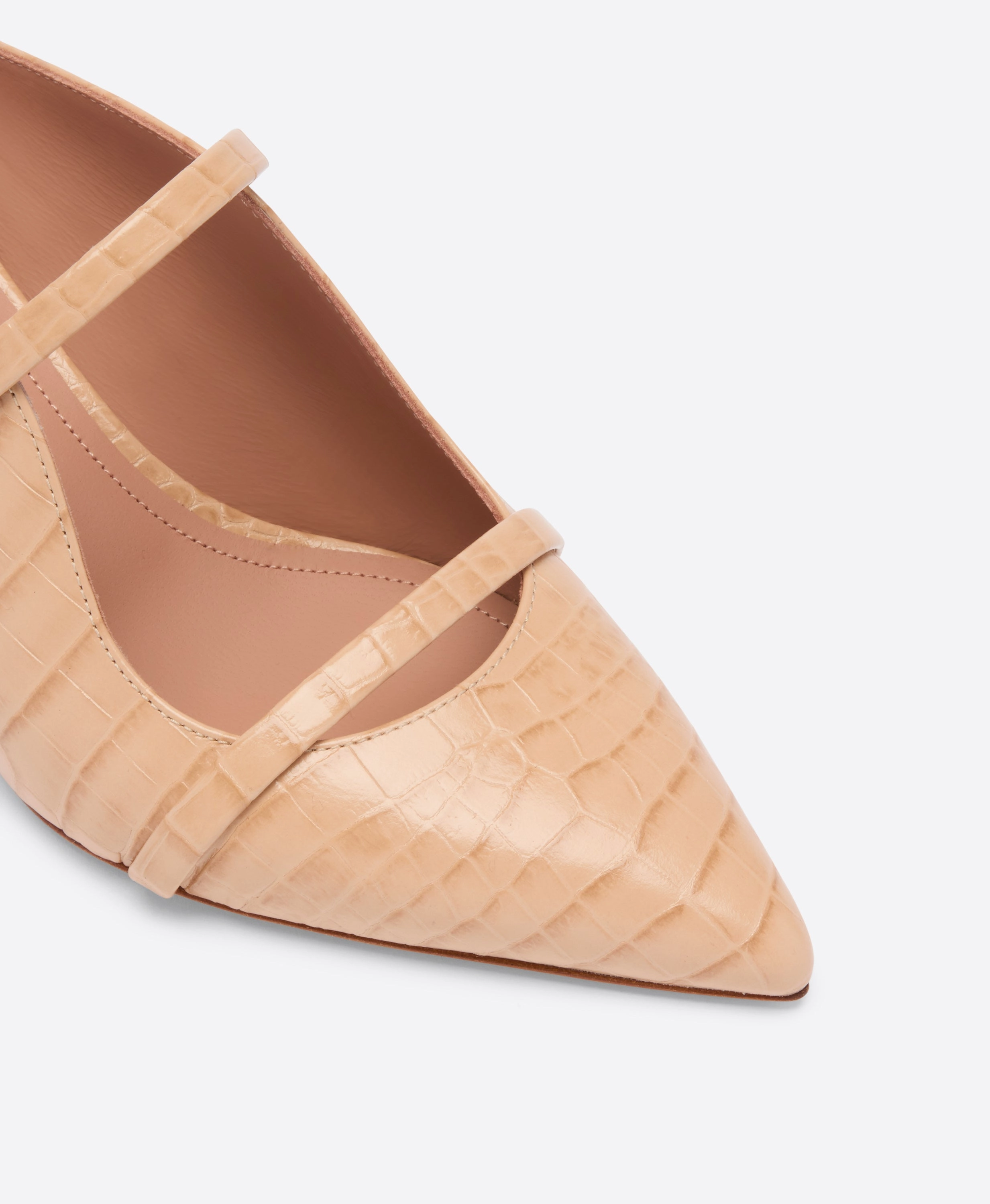 Maureen 45 Buff Embossed Leather Kitten Heels