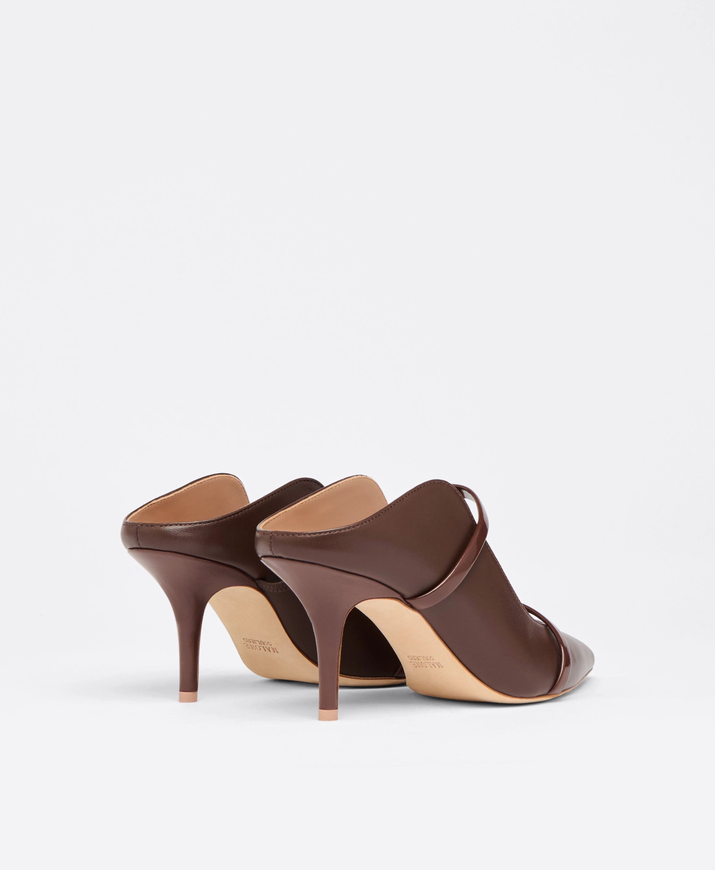 Maureen 70 Dark Brown Leather Heeled Mules