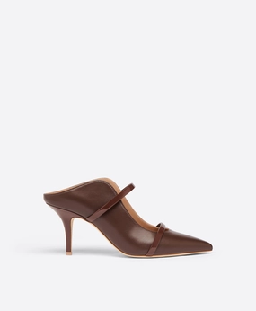 Maureen 70 Dark Brown Leather Heeled Mules