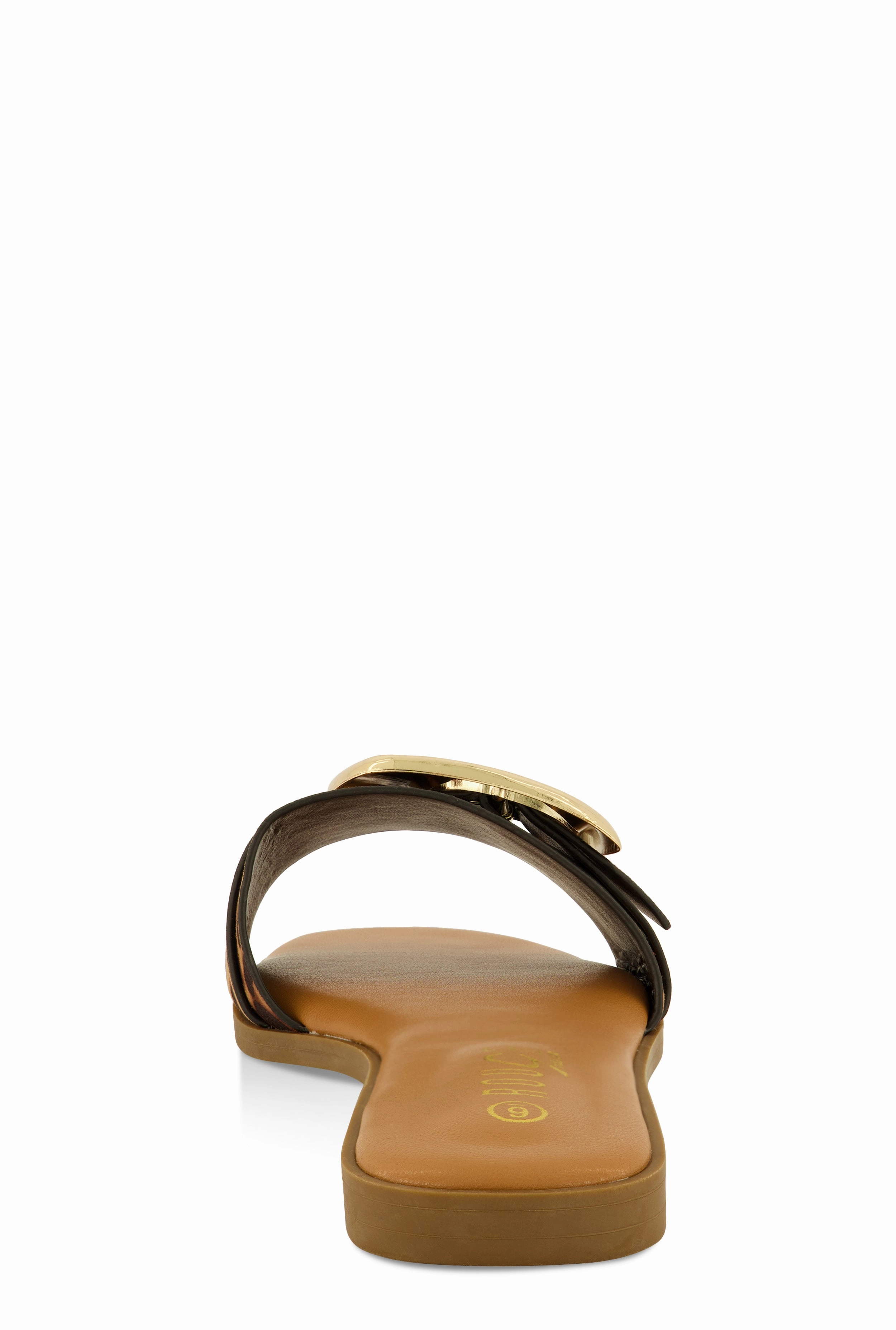 Metallic Buckle Band Slide Sandals