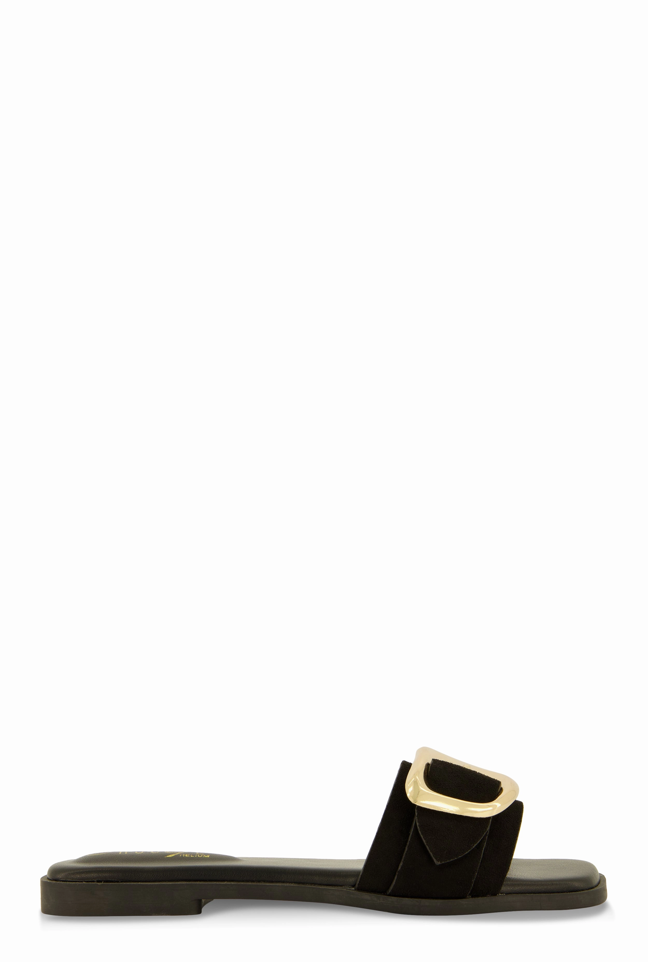 Metallic Buckle Band Slide Sandals