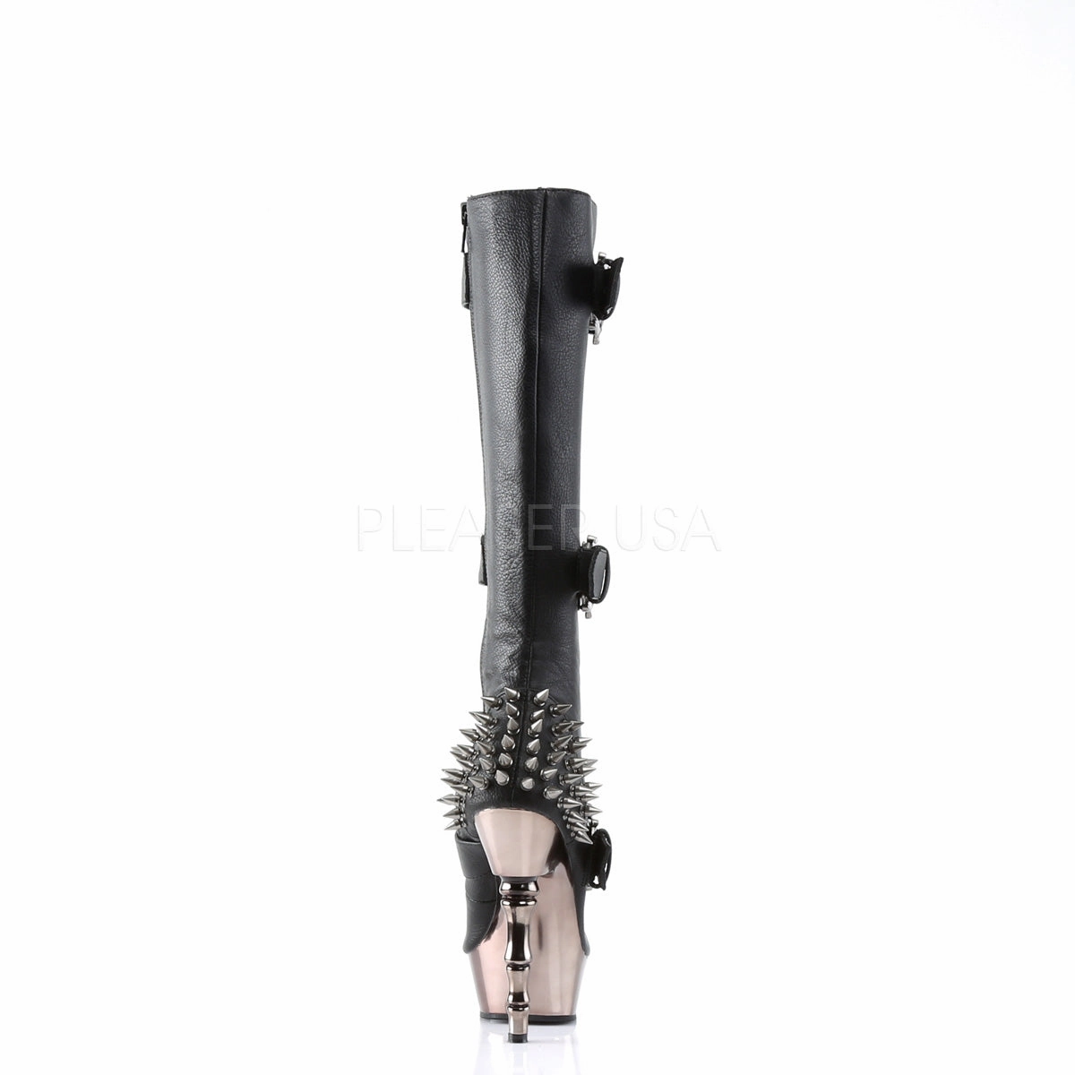 MUERTO-2028  Black Vegan Leather/Pewter Chrome