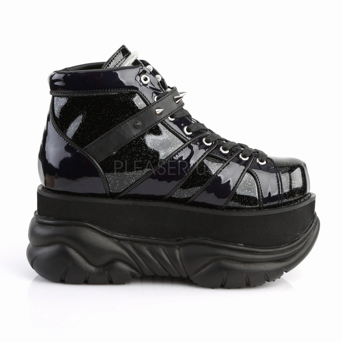 NEPTUNE-100  Black Glitter-Silver/Vegan Leather