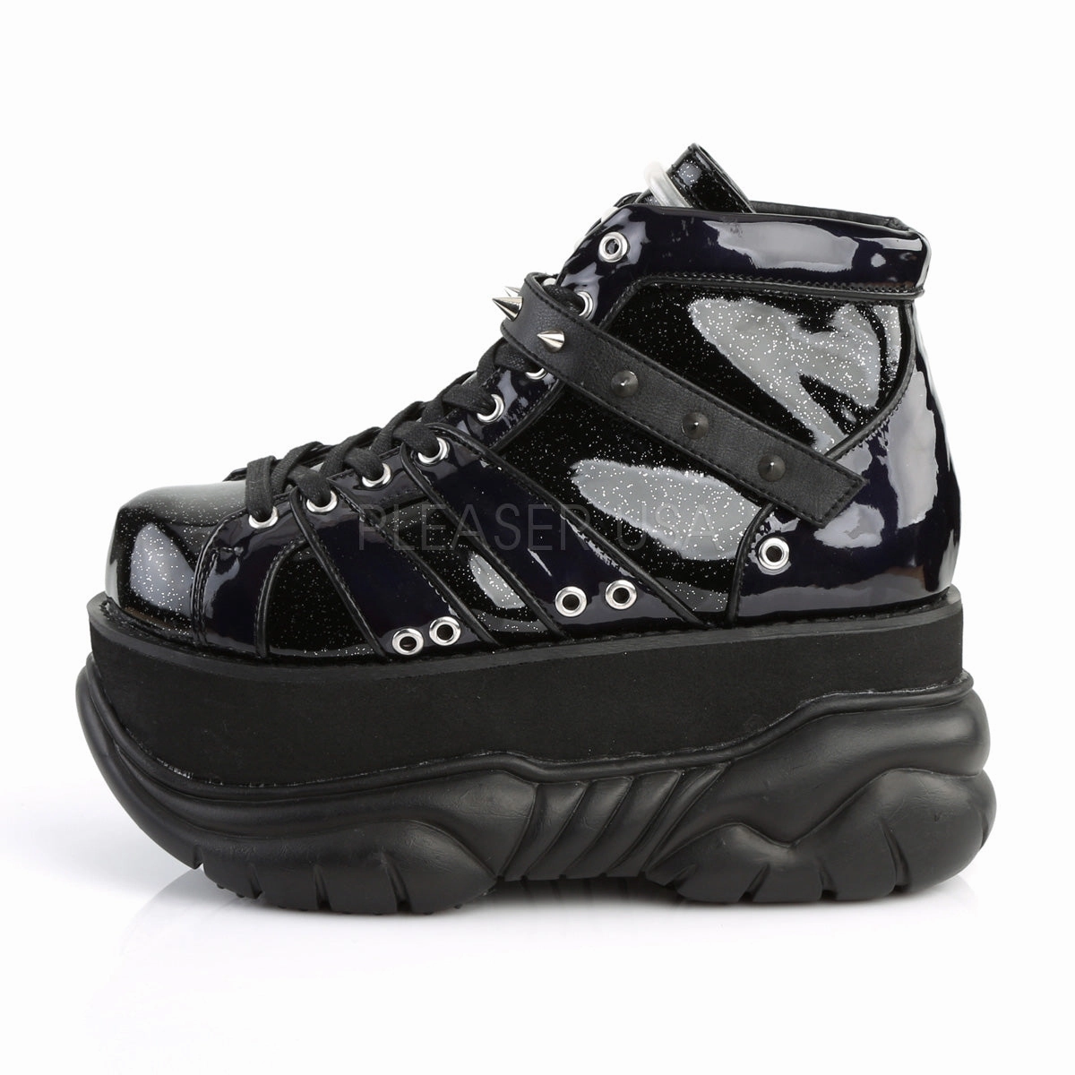 NEPTUNE-100  Black Glitter-Silver/Vegan Leather