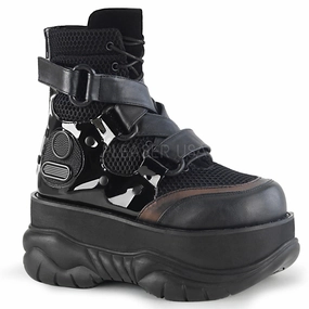 NEPTUNE-126  Black Vegan Leather-Fishnet Fabric-Patent