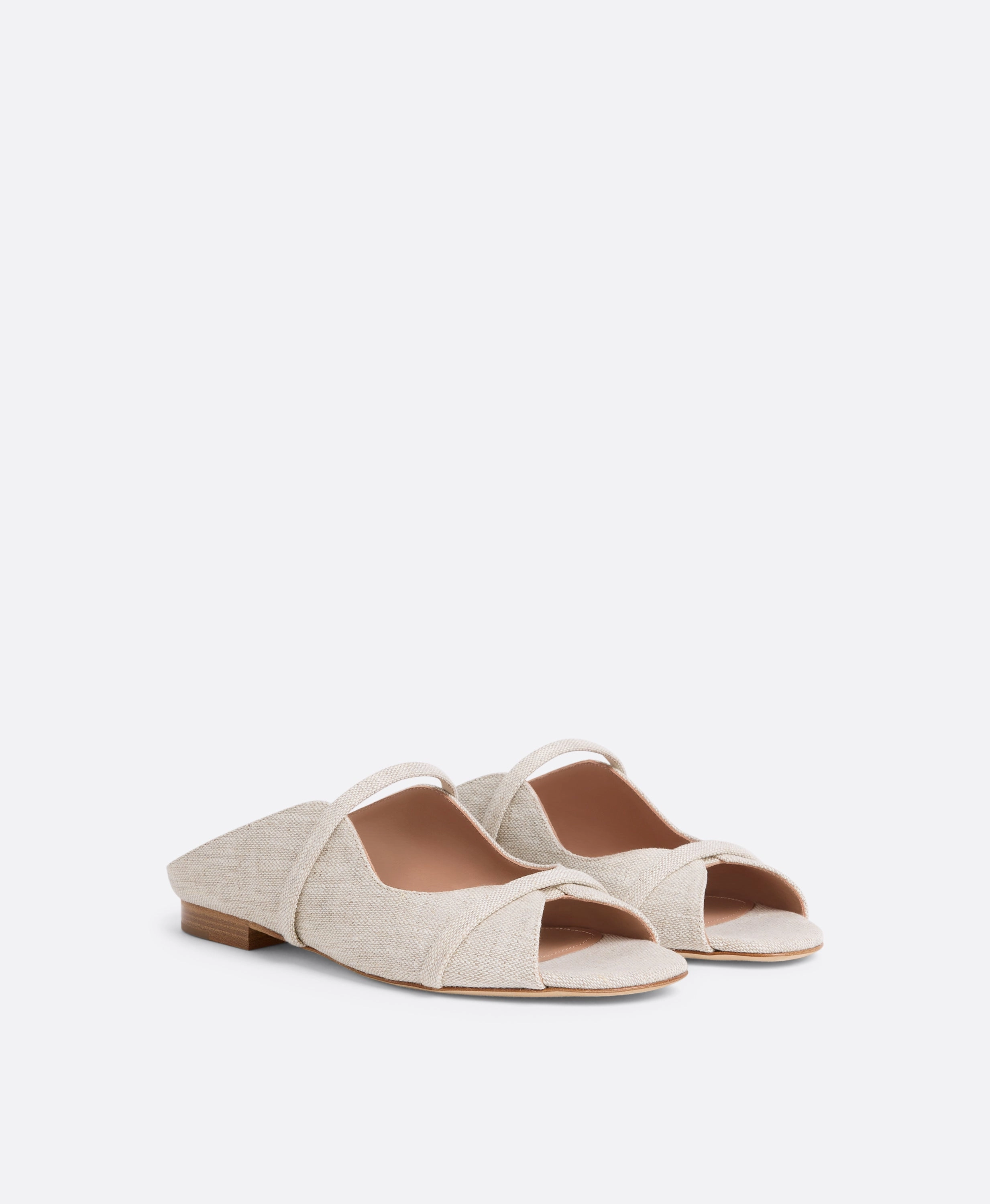 Norah Beige Linen Flat Sandals